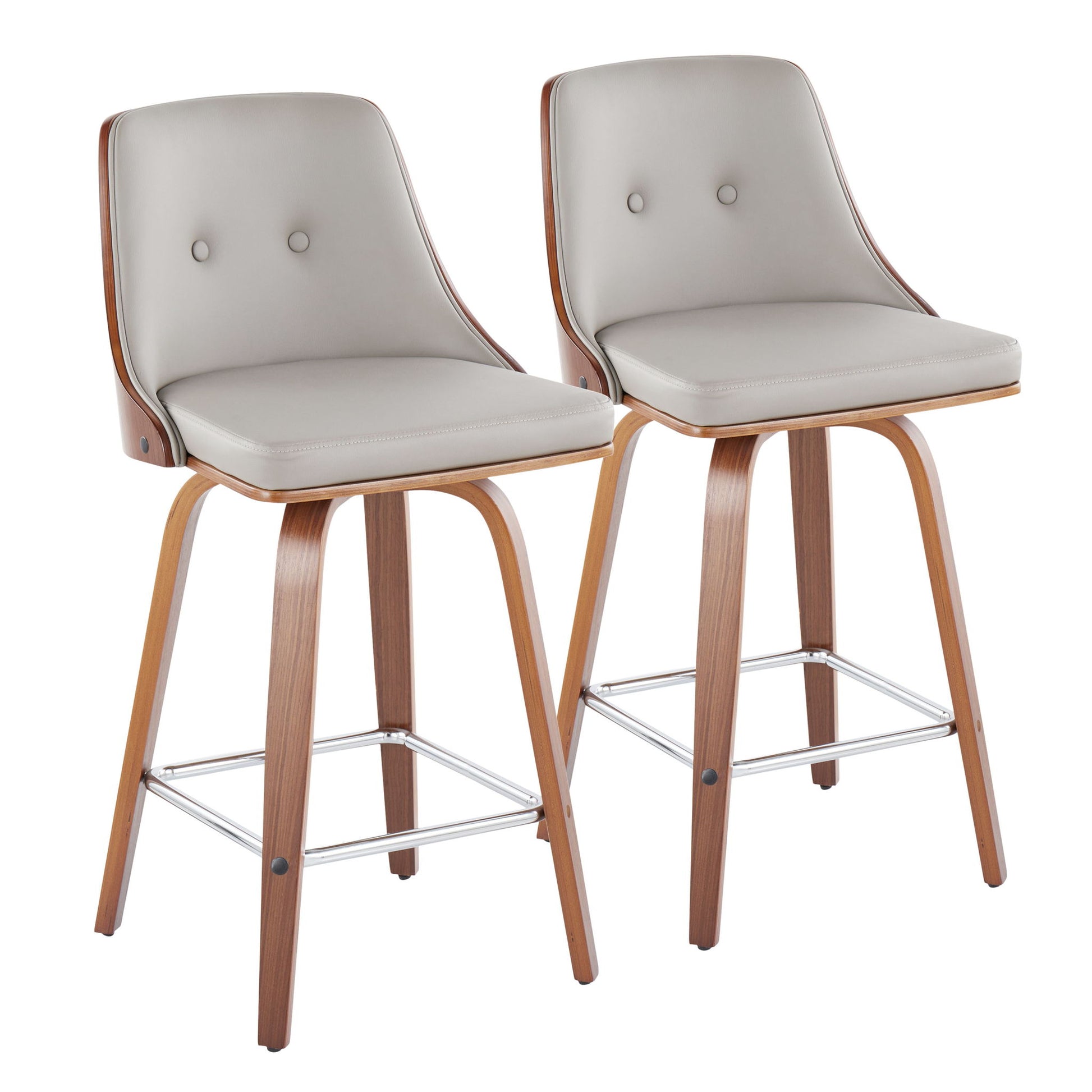 Gianna - Mid Century Modern Fixed Height Counter Stool With Swivel With Square Footrest (Set of 2) - Best Buy Furniture