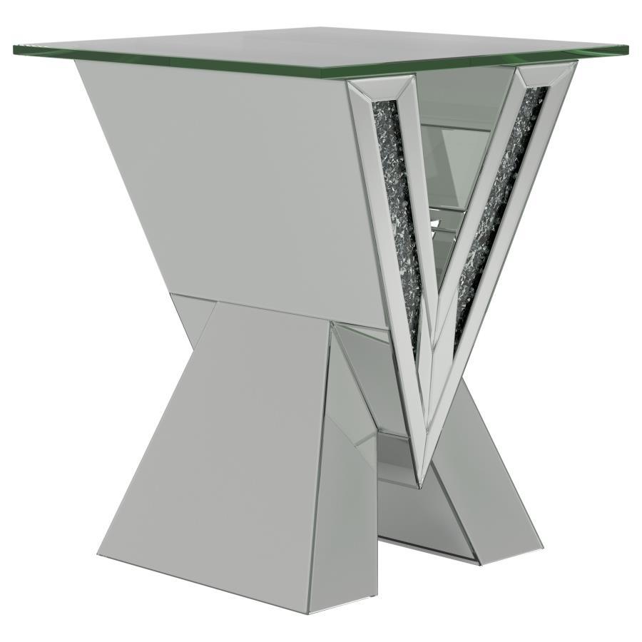 Taffeta - Glass Top Mirrored Acrylic Table - Best Buy Furniture