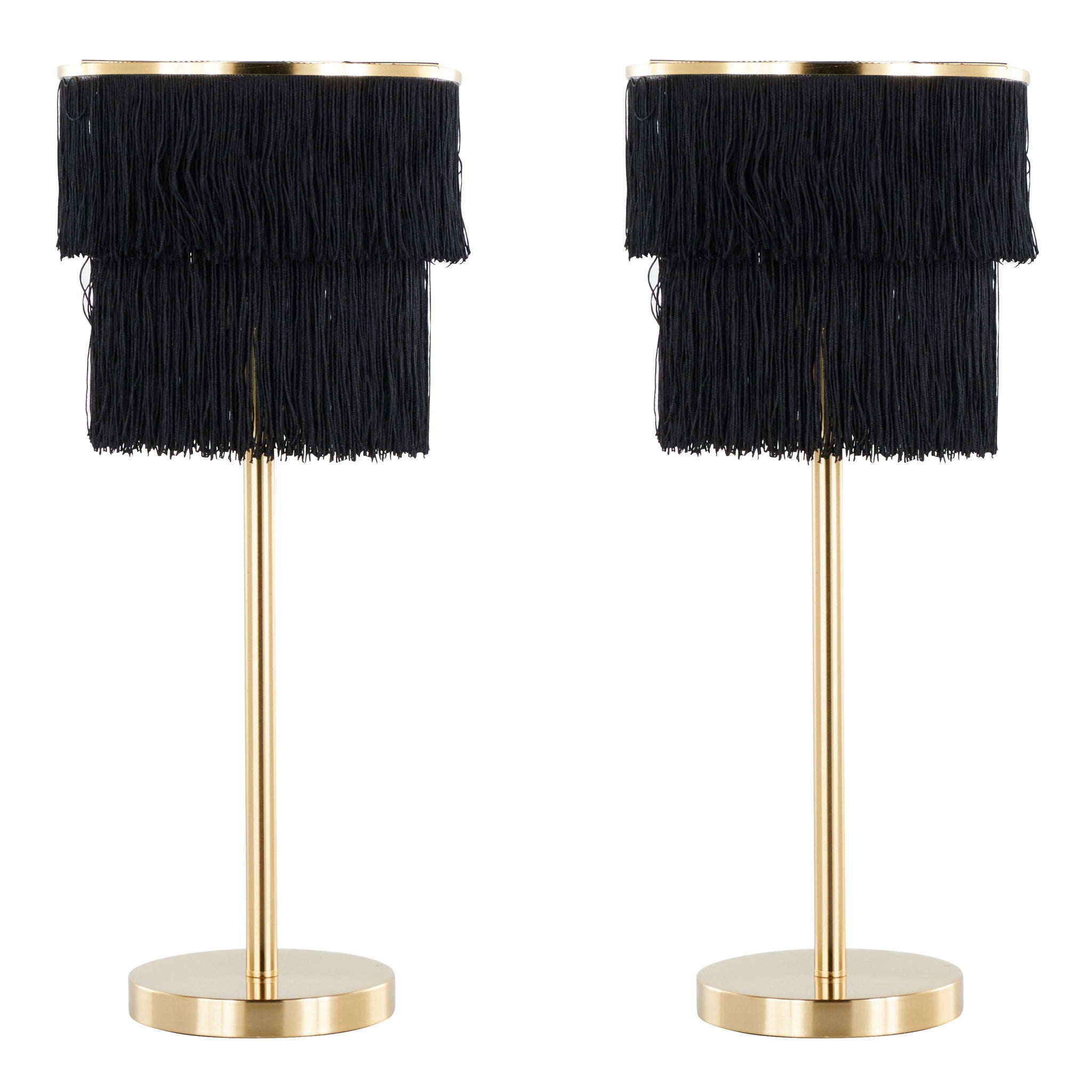 Fringe - Contemporary Buffet Lamp (Set of 2) - Royal Gold / Black Fringe - Best Buy Furniture