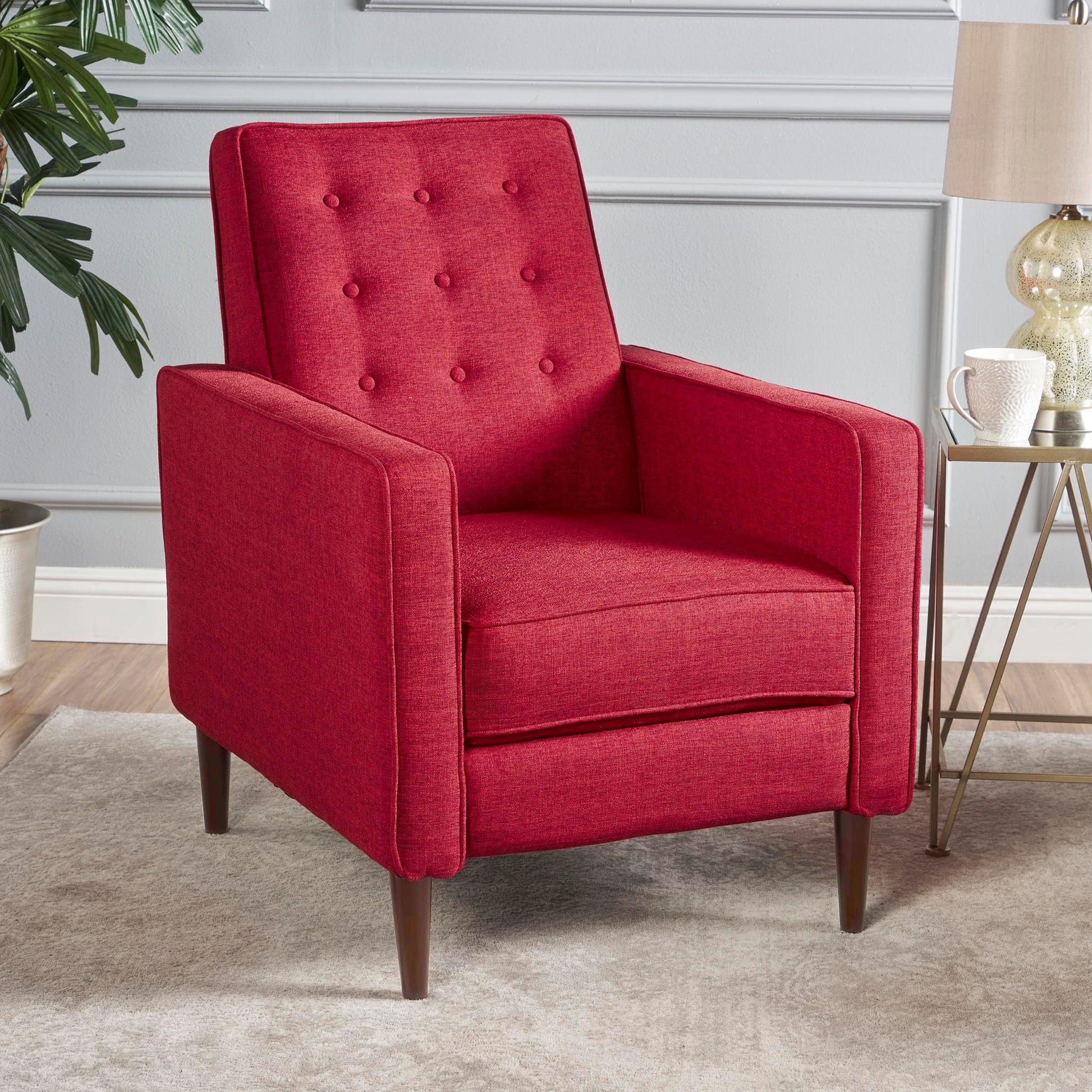 Mid-Century Modern Recliner With Button Tufted Waffle Stitch - Best Buy Furniture