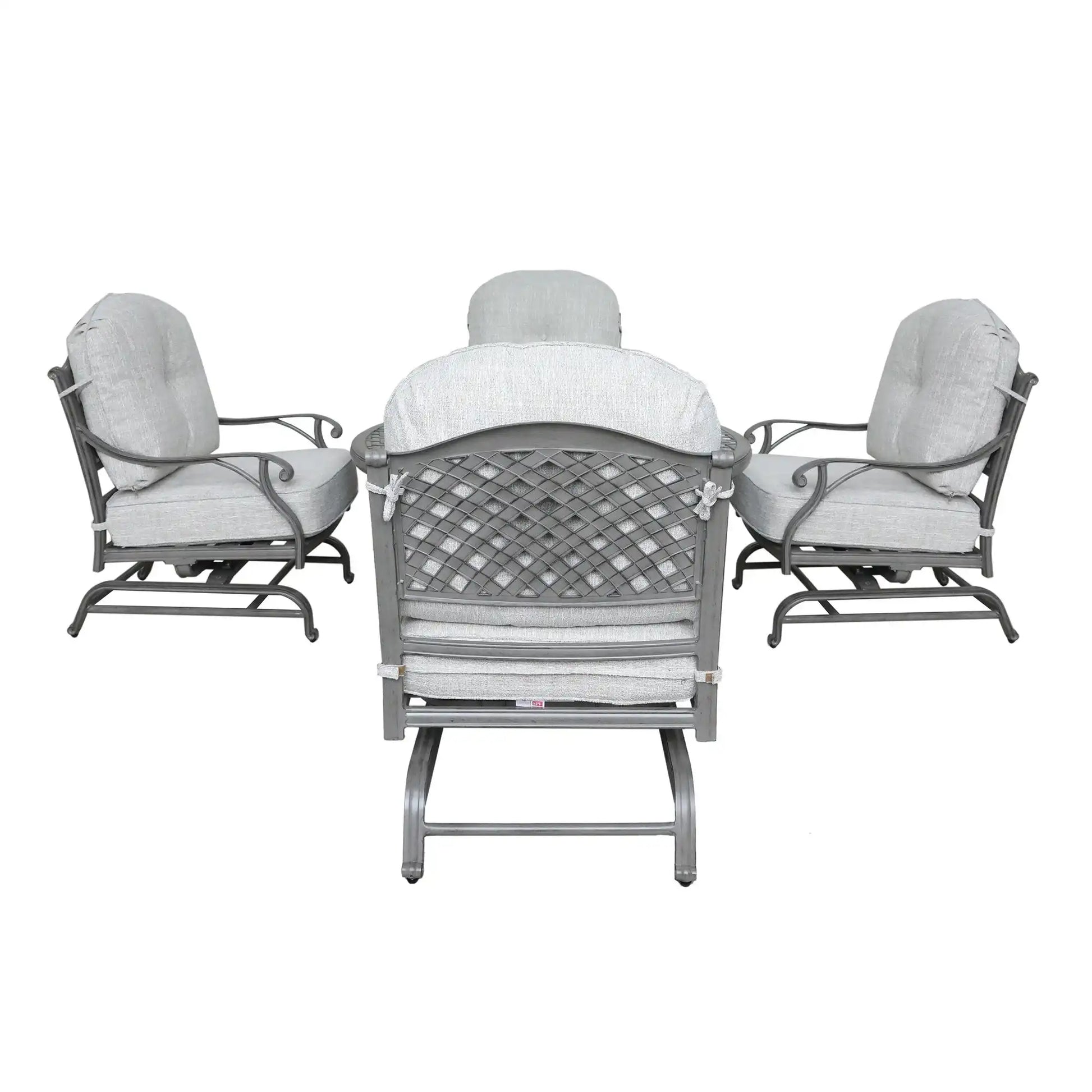 5 Piece Cast Aluminum Chat Fire Pit Set With Cushion - Best Buy Furniture