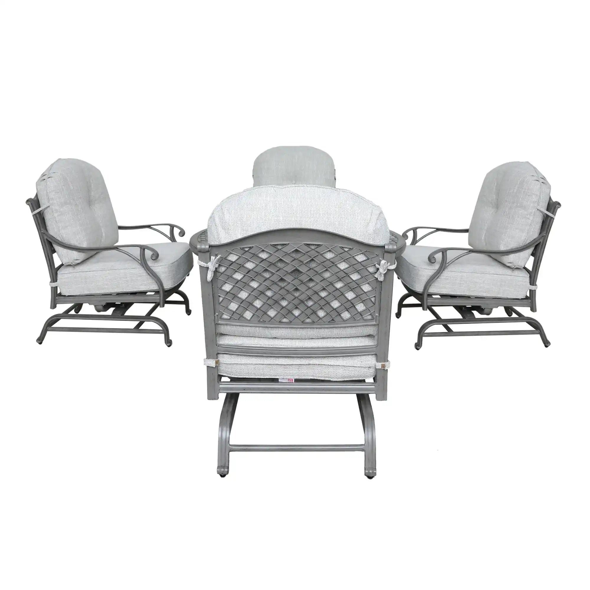 5 Piece Cast Aluminum Chat Fire Pit Set With Cushion - Best Buy Furniture