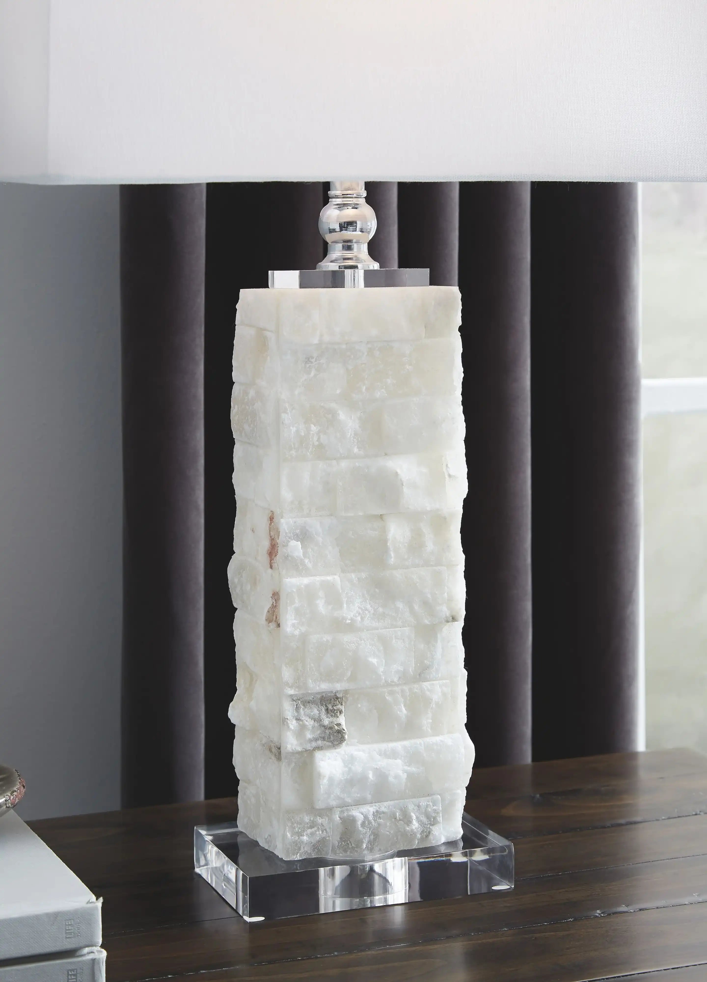 Malise - Alabaster Table Lamp - White - Best Buy Furniture