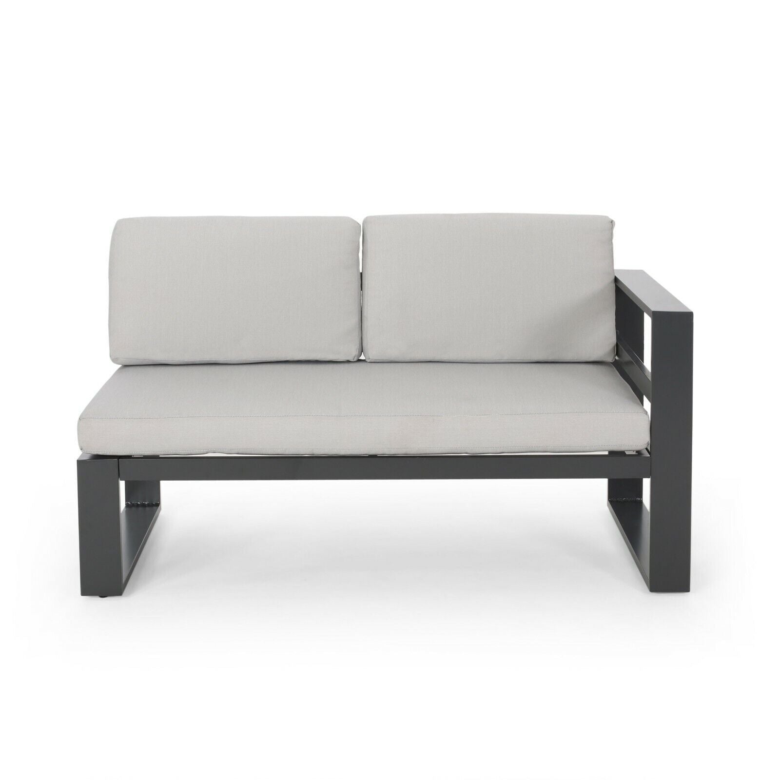 Dursley - Outdoor Aluminum V Shape Sofa Sectional - Beige / Gray - Best Buy Furniture