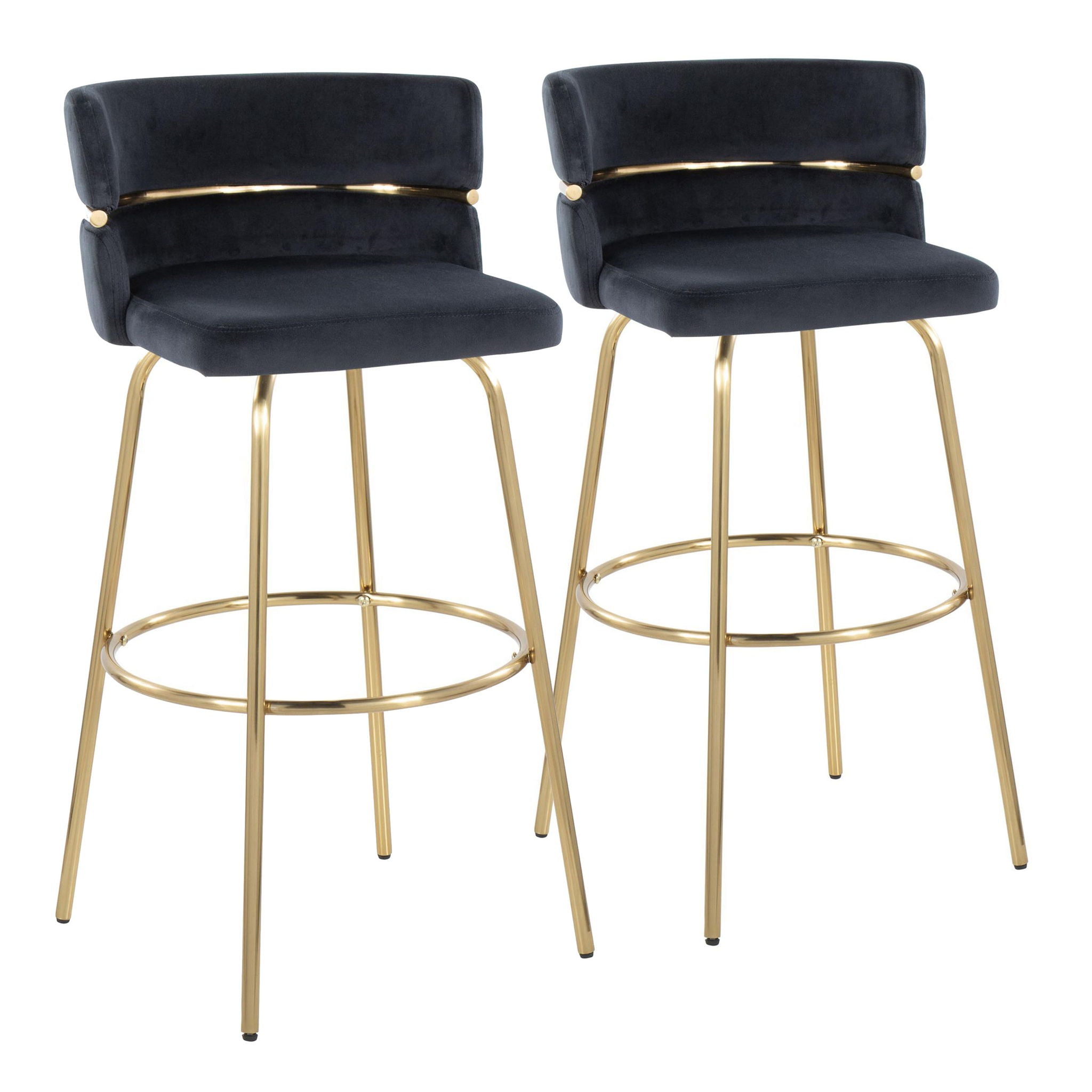 Cinch - Glam / Art Deco Fixed Height Barstool With Swivel With Round Footrest (Set of 2) - Best Buy Furniture