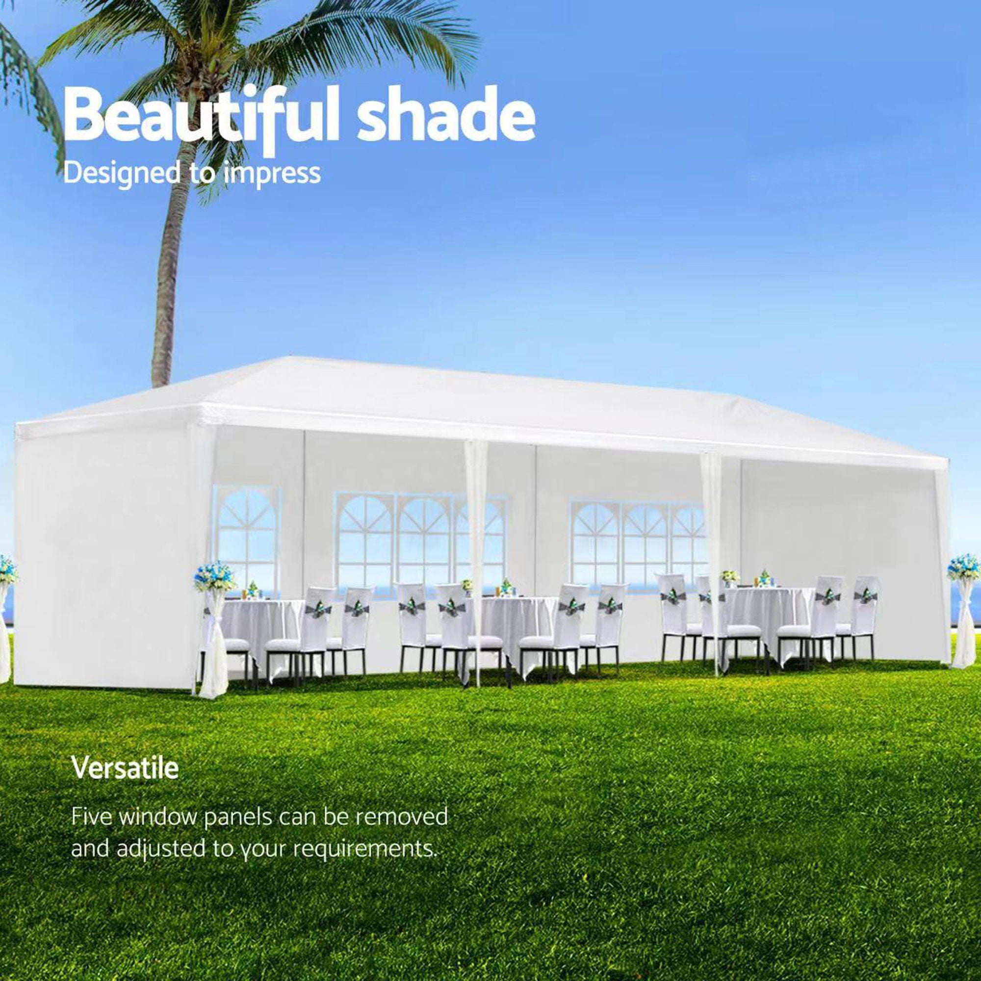 Wedding Party Canopy Tent Outdoor Gazebo With 6 Removable Sidewalls - White - Best Buy Furniture