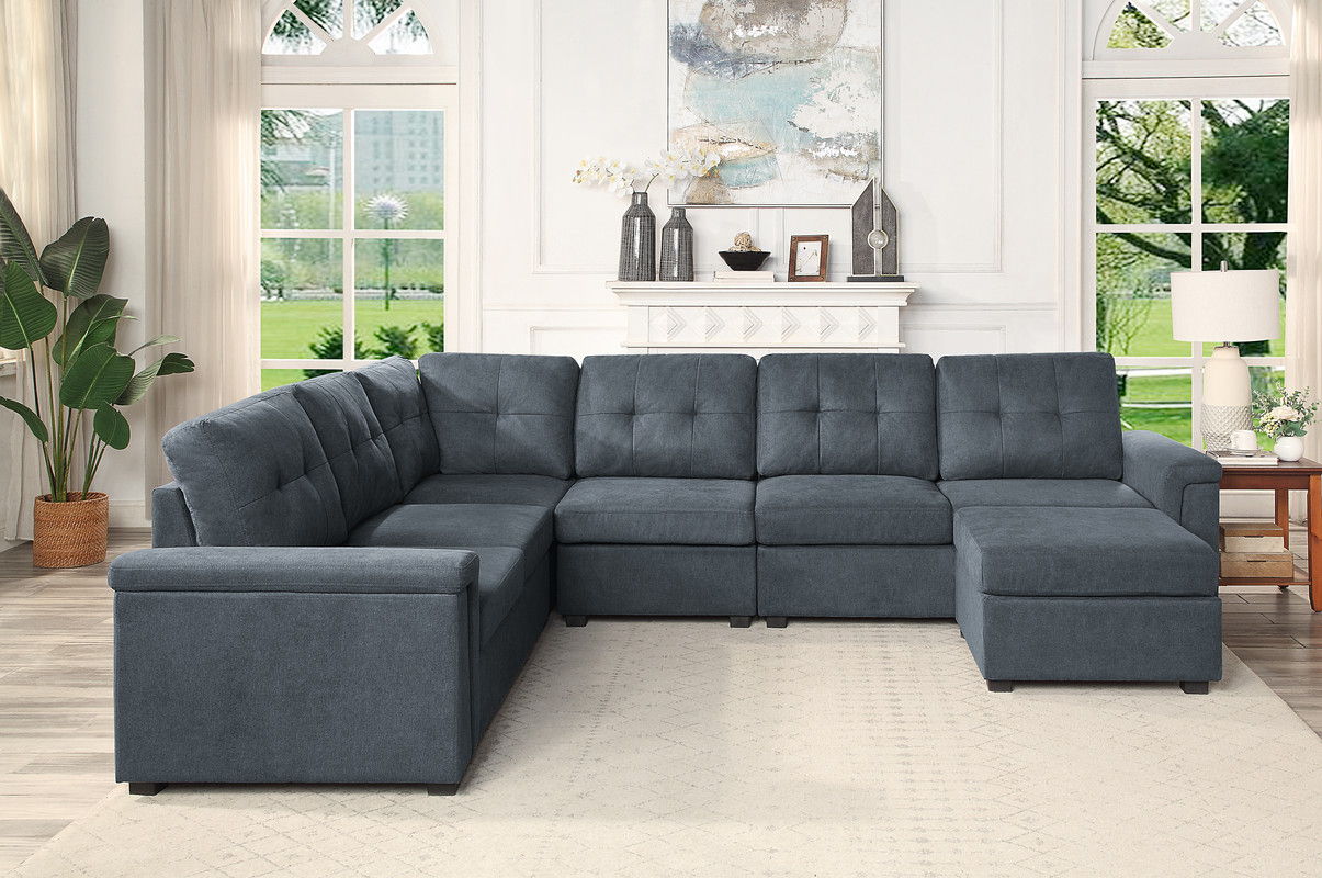 Isla - Fabric Sectional Sofa With Ottoman - Best Buy Furniture