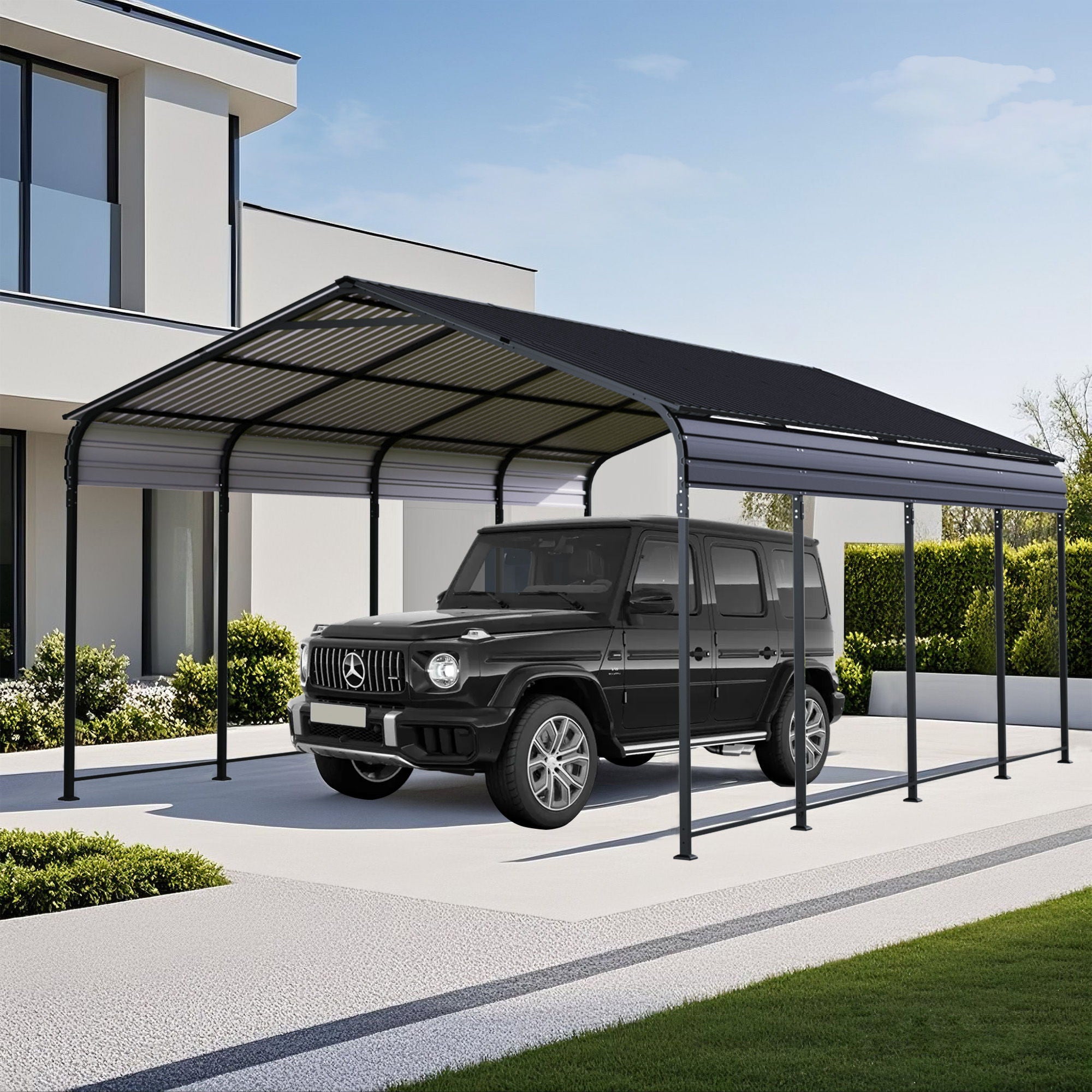Heavy Duty Carport With Galvanized Roof And Enhanced Base - Anthracite - Best Buy Furniture