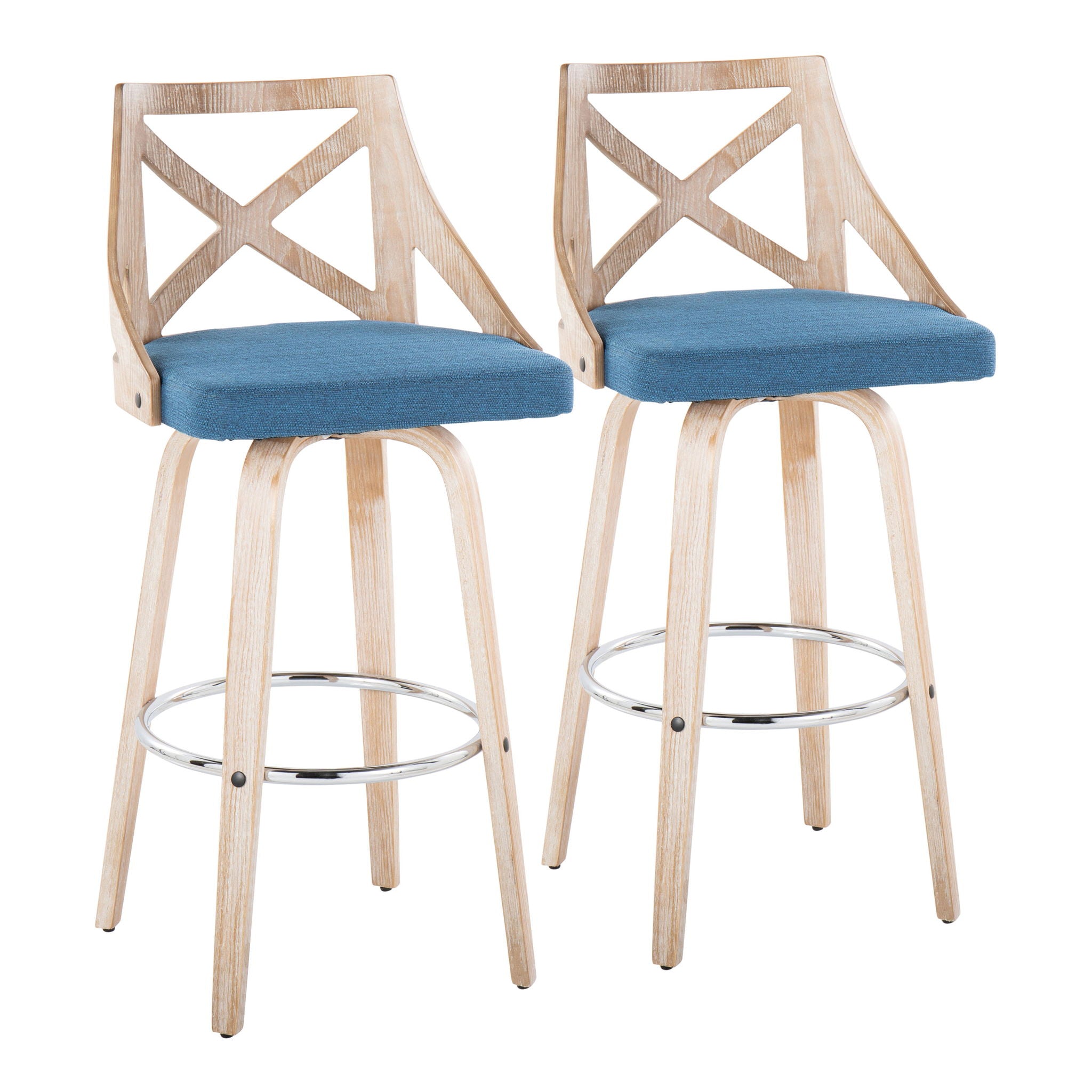 Charlotte - Farmhouse Fixed Height Bar Stool With Swivel And Round Footrest (Set of 2) - Best Buy Furniture