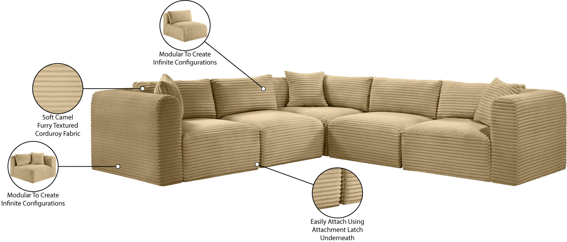 Shaggy - 5 Piece Modular Corner Sectional - Best Buy Furniture