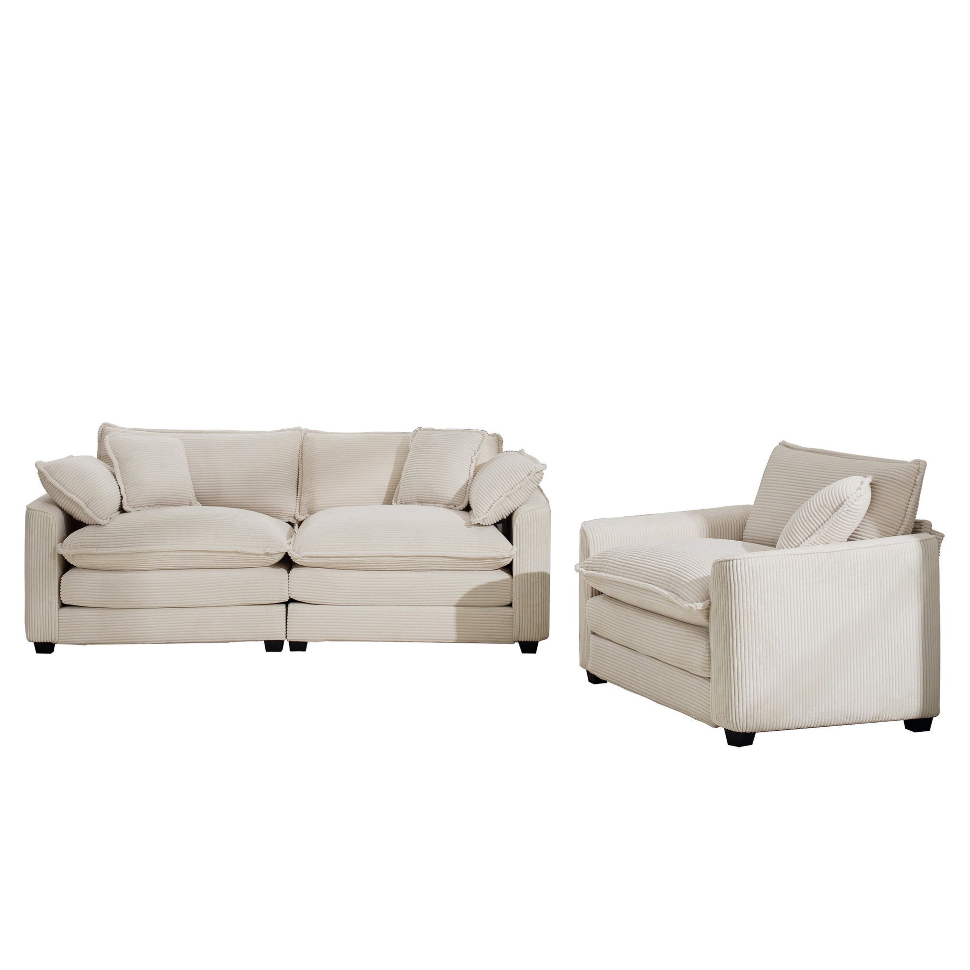 Elegant Corduroy Oversized Sectional Sofa Set With Deep Seats And Flexible Layout - Best Buy Furniture