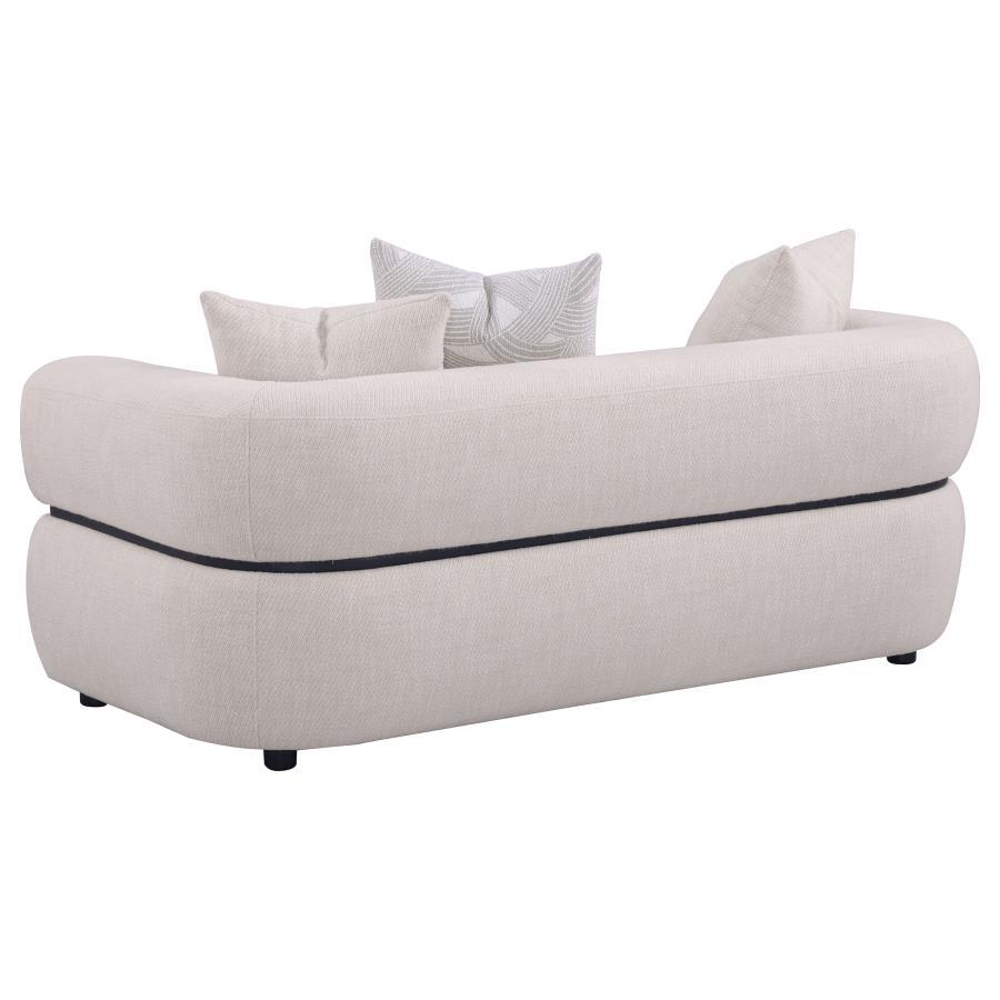 Jeanette - 73" Fabric Upholstered Round Arm Loveseat - Beige - Best Buy Furniture