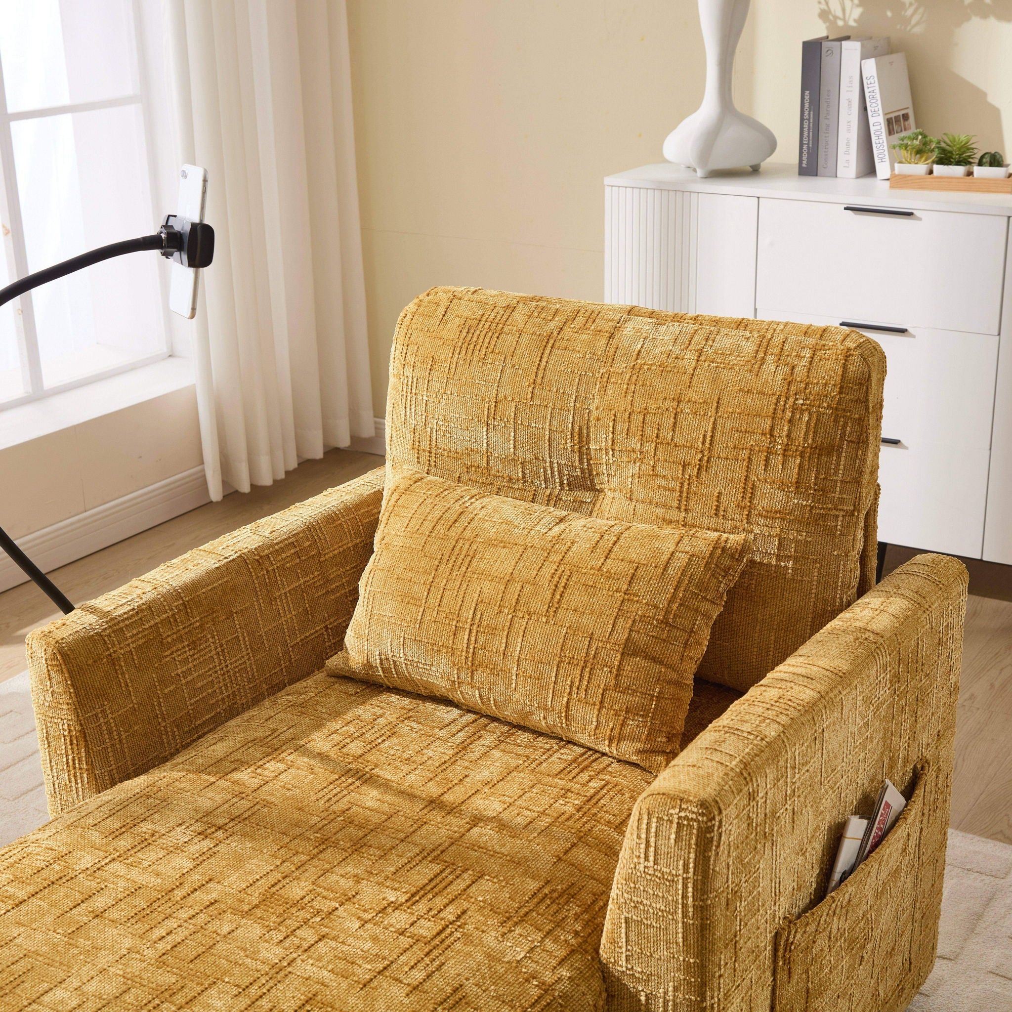 Multifunctional Chenille Recliner Sofa With Storage And Phone Bracket - Best Buy Furniture
