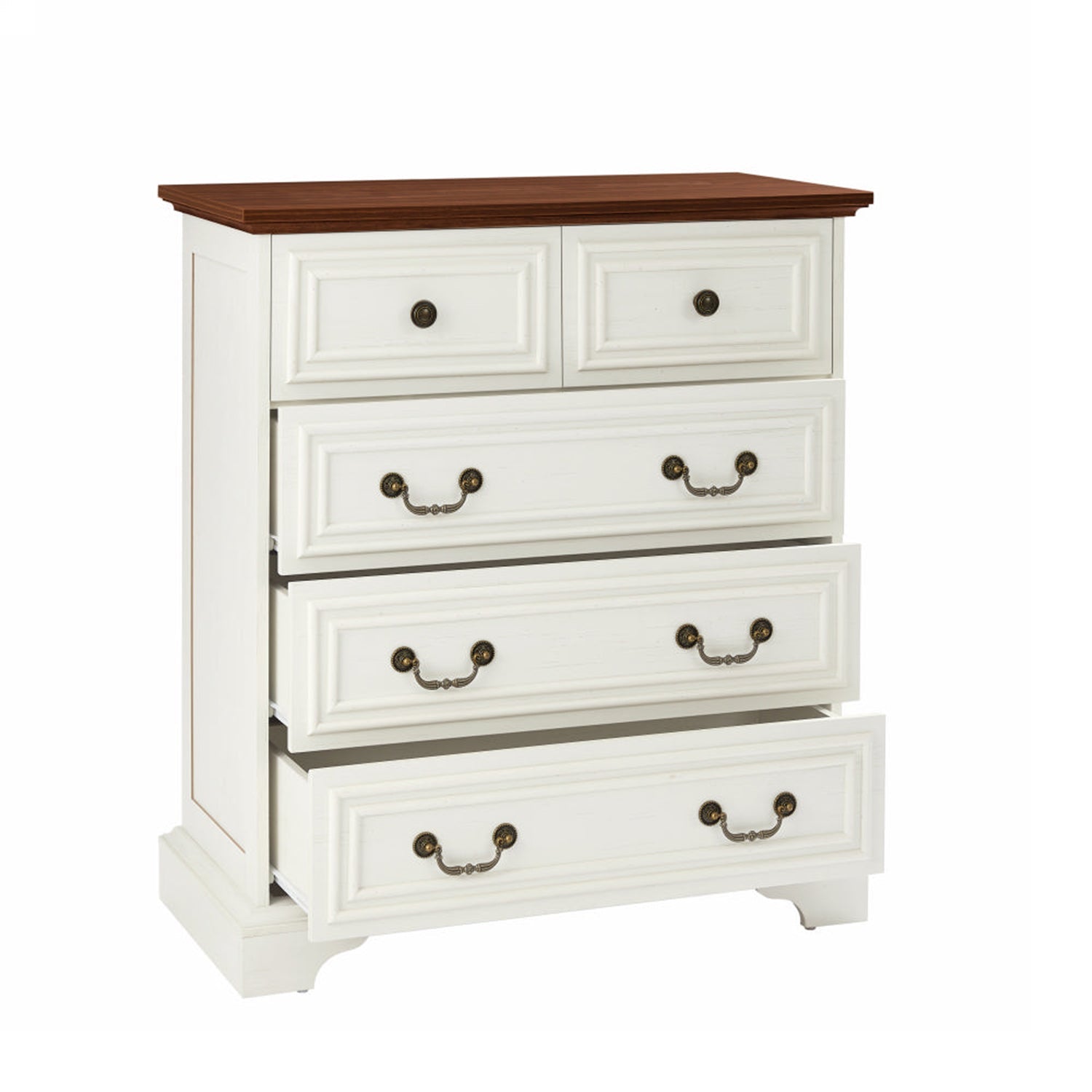 Antique Brown & White 5-Drawer Vintage Dresser – Farmhouse & Modern Design - Best Buy Furniture
