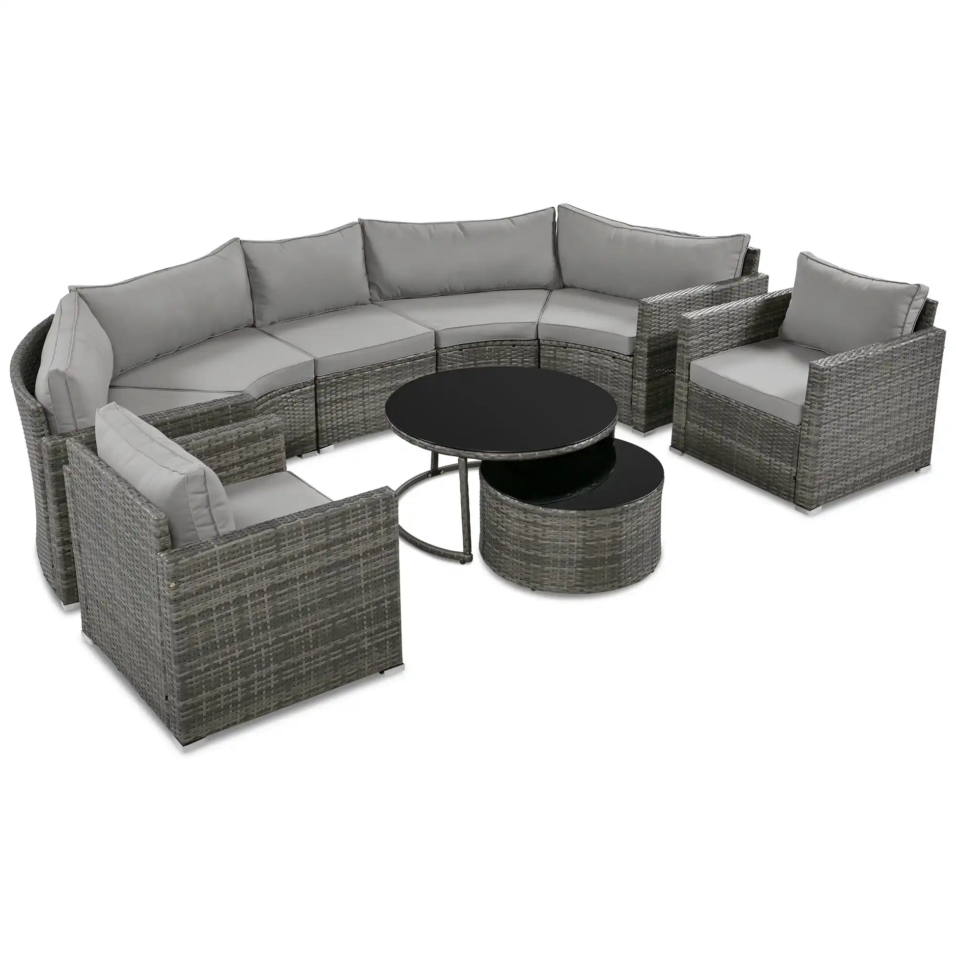 GO 9-Pieces Outdoor Half-moon Patio Sofa Set, Round Sofa Set, Modern Style Sofa, Gray Wicker - Best Buy Furniture