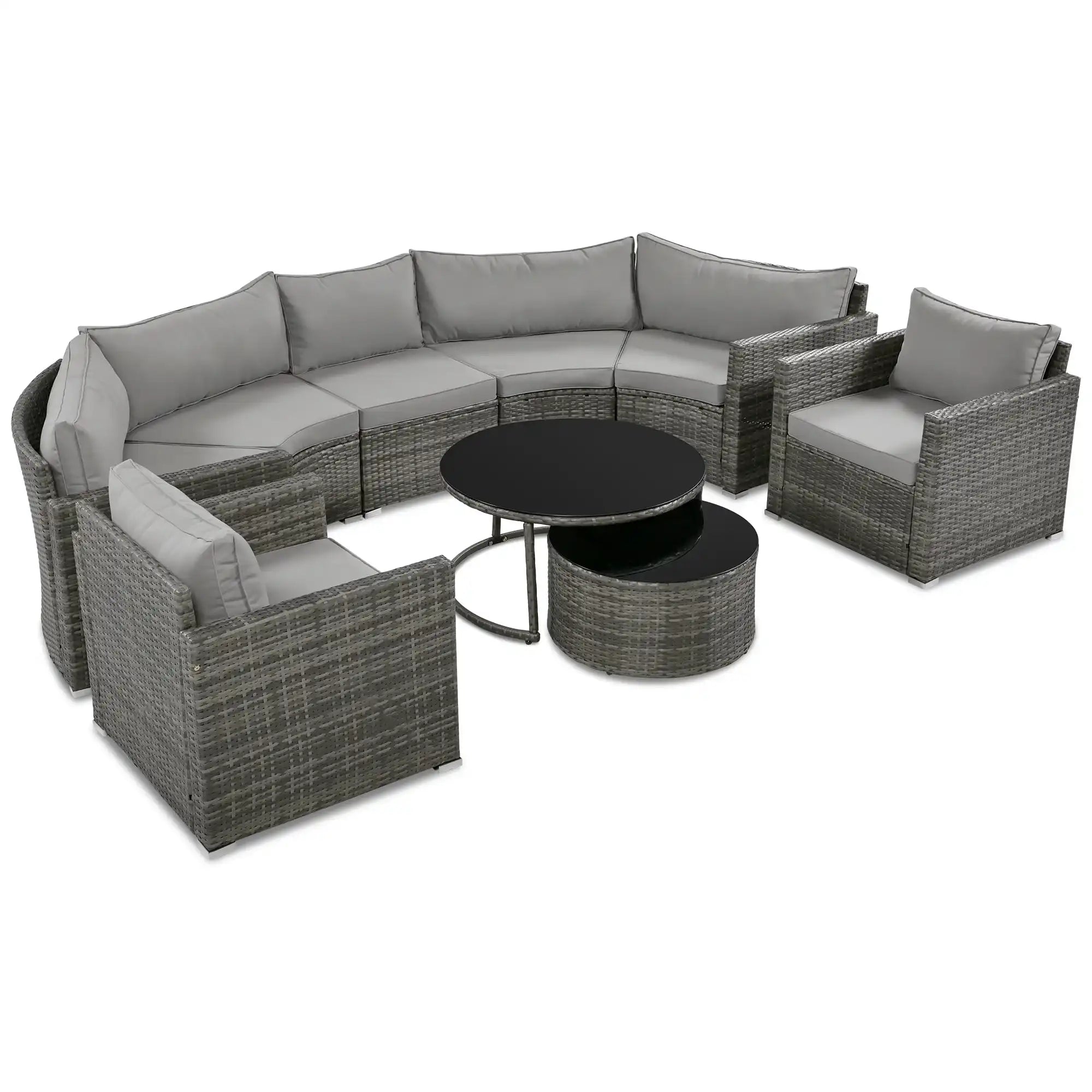 GO 9-Pieces Outdoor Half-moon Patio Sofa Set, Round Sofa Set, Modern Style Sofa, Gray Wicker - Best Buy Furniture