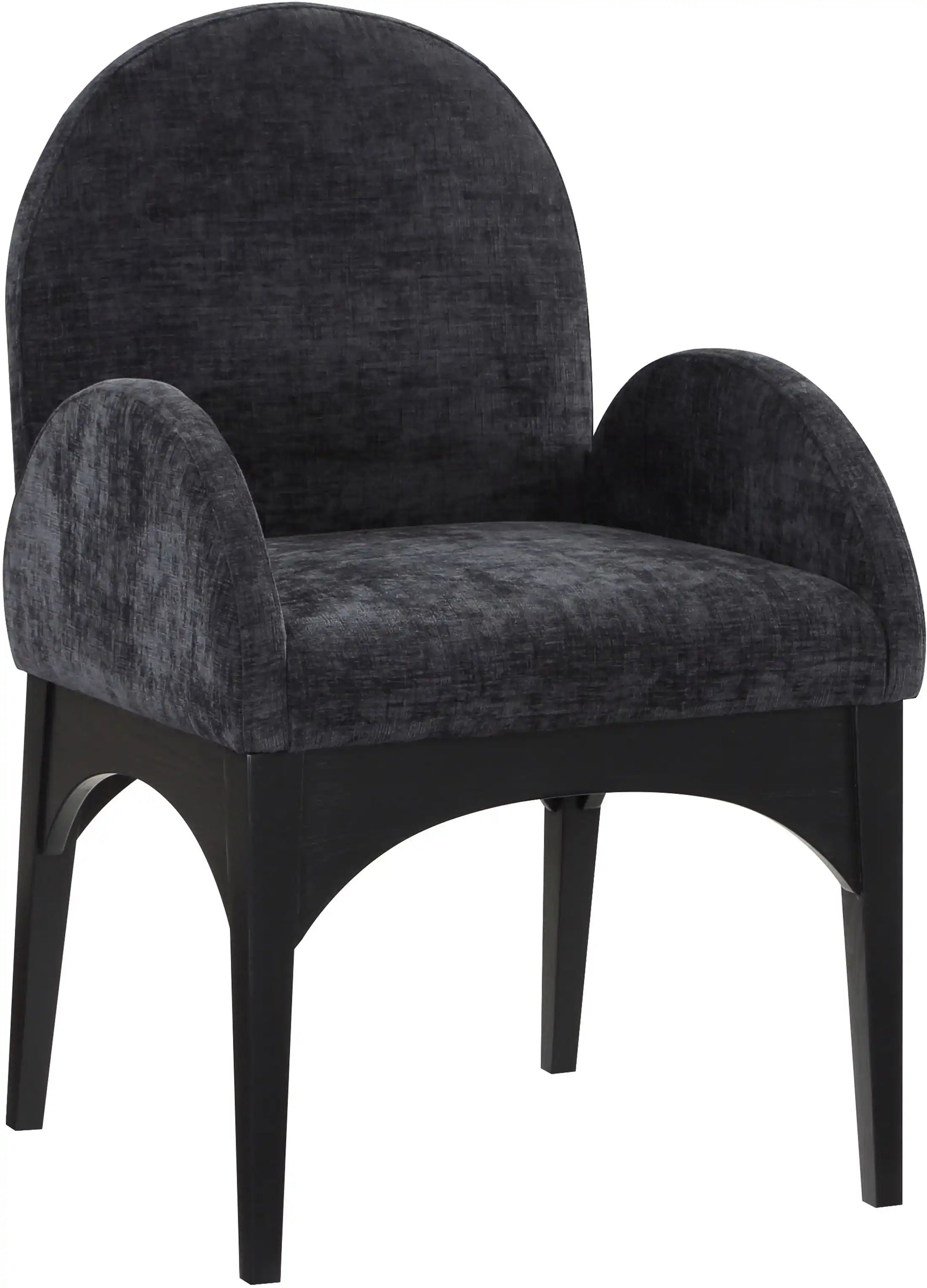 Waldorf - Chenille Dining Arm Chair With Black Legs - Best Buy Furniture