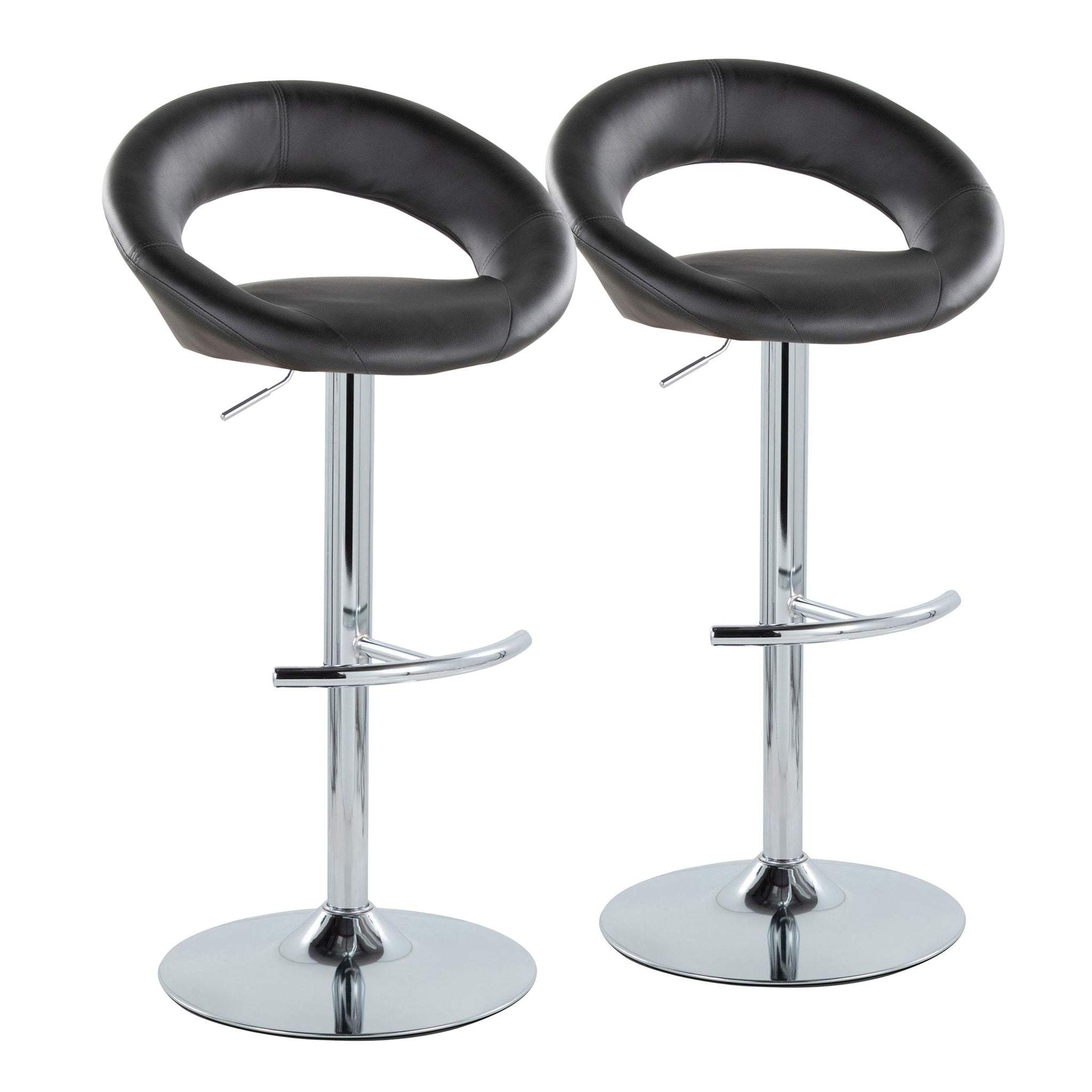 Posh - Contemporary Adjustable Barstool With Swivel With Rounded T Footrest (Set of 2) - Best Buy Furniture