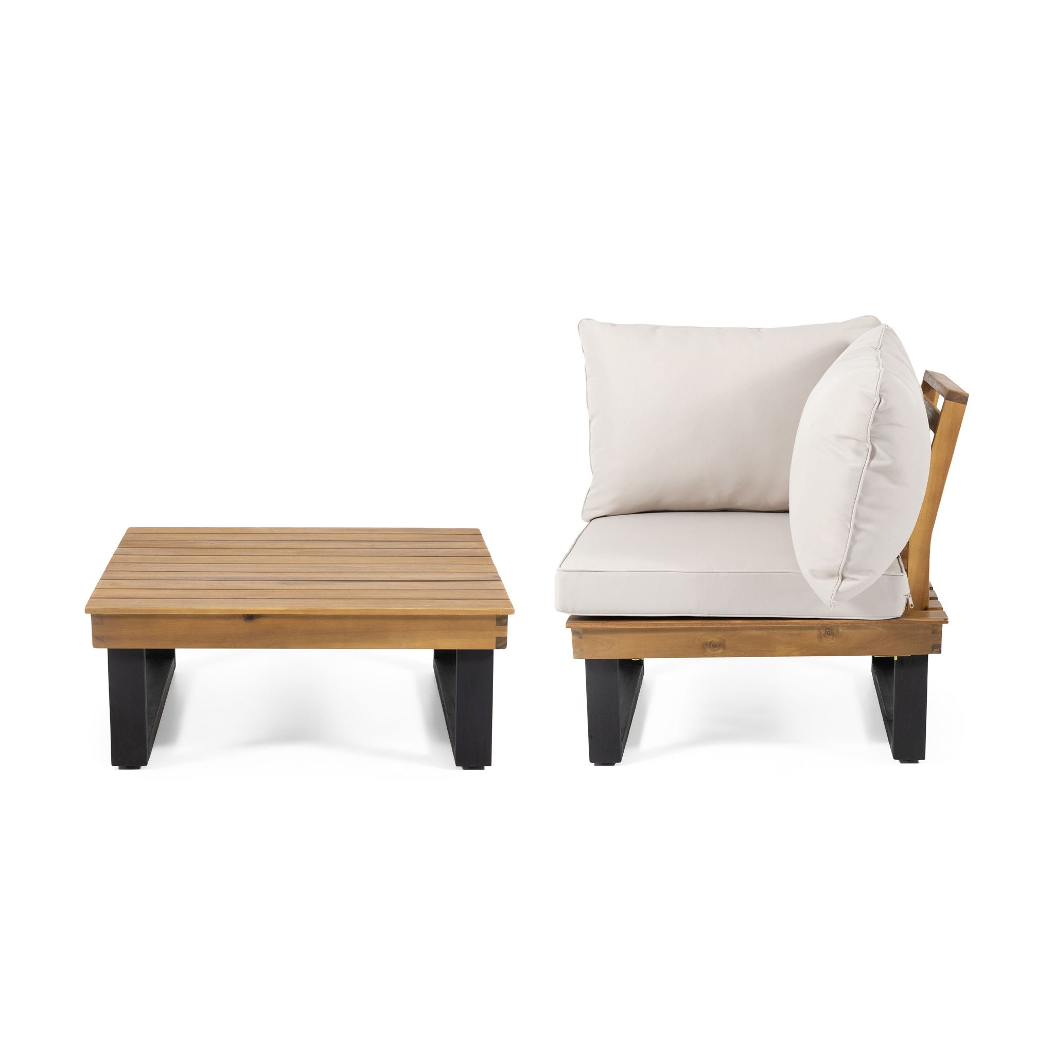 Sebastian - Corner Chair, Coffee Table - Beige - Best Buy Furniture