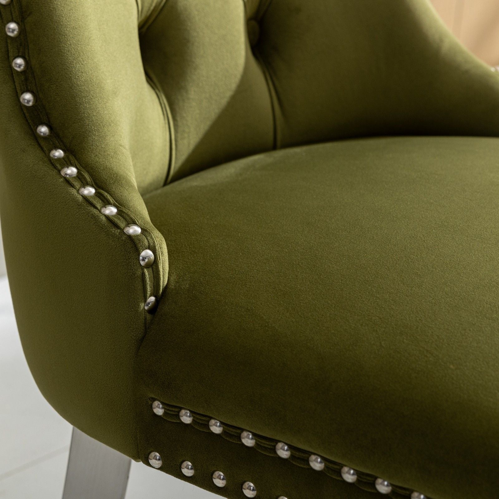 Nikki - Modern, High-End Tufted Solid Wood Contemporary Velvet Upholstered Dining Chair With Chrome Stainless Steel Plating Legs, Nailhead Trim (Set of 2) - Best Buy Furniture