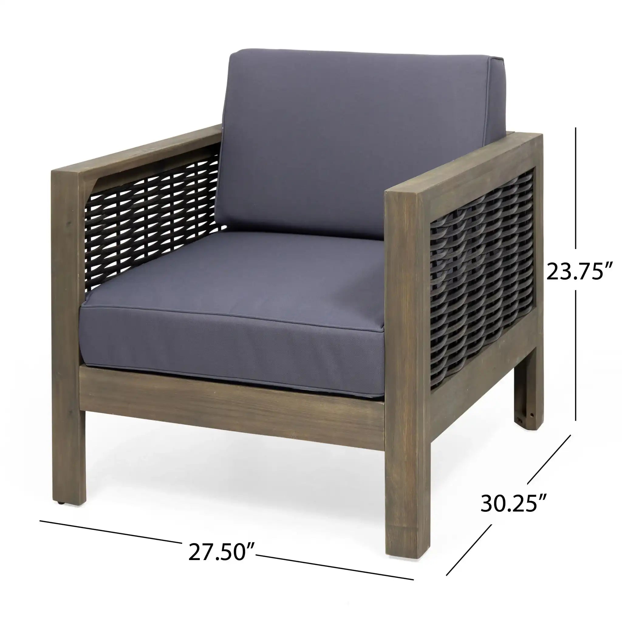 Outdoor Acacia Wood Club Chair With Wicker Accents - Best Buy Furniture