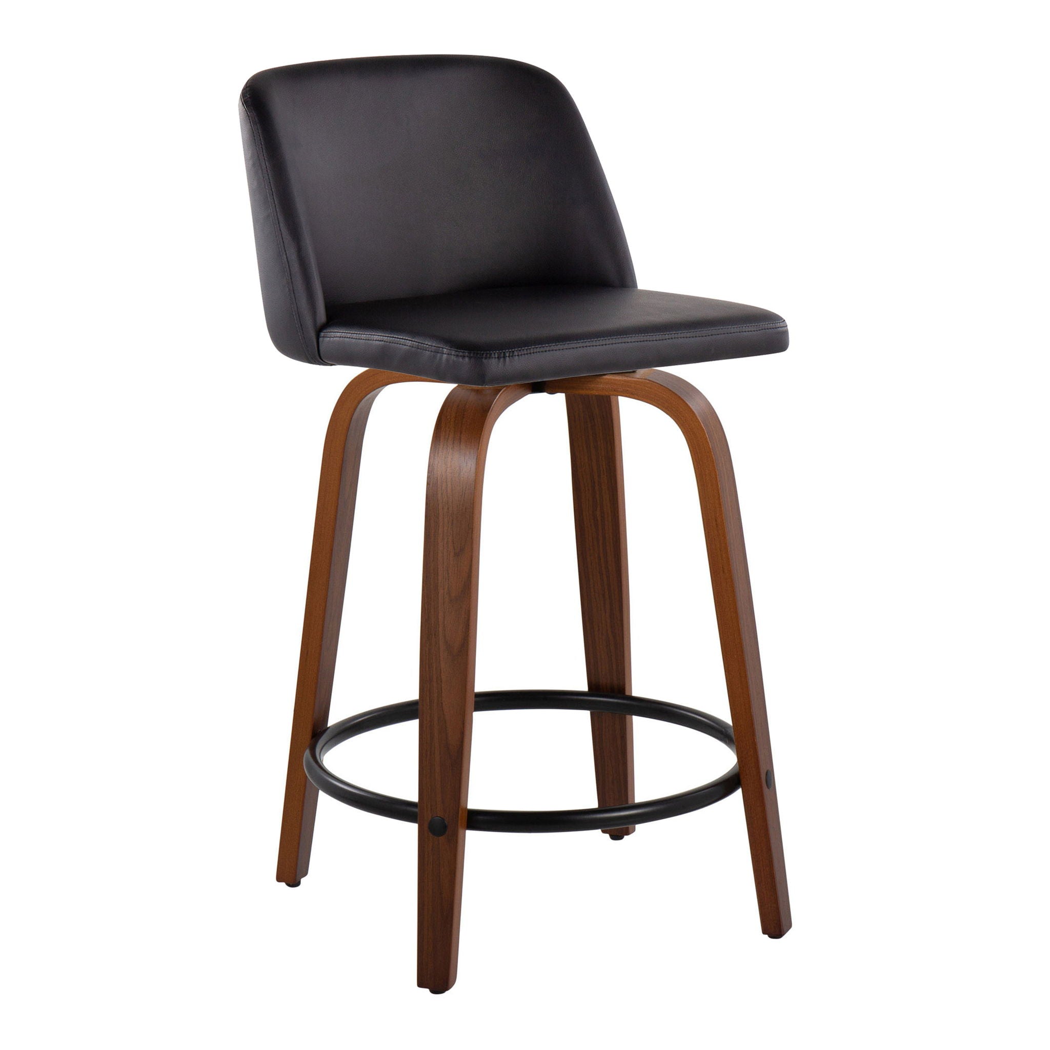 Toriano - Mid Century Modern, Fixed Height Counter Stool & Swivel And Round Footrest (Set of 2) - Best Buy Furniture