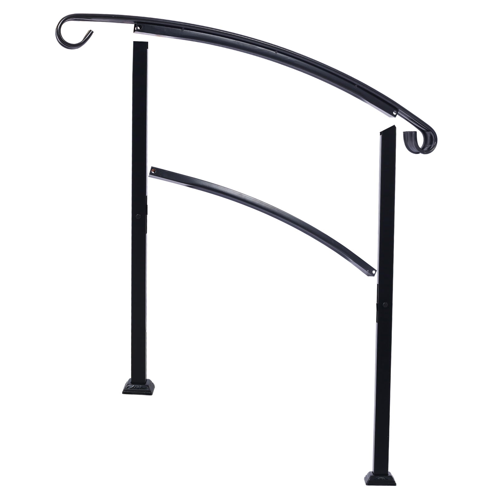 Handrails For Outdoor Steps, Fit 1 Or 3 Steps Outdoor Stair Railing, Flexible Front Porch Hand Rail, Transitional Handrails For Concrete Steps Or Wooden Stairs - Black - Best Buy Furniture