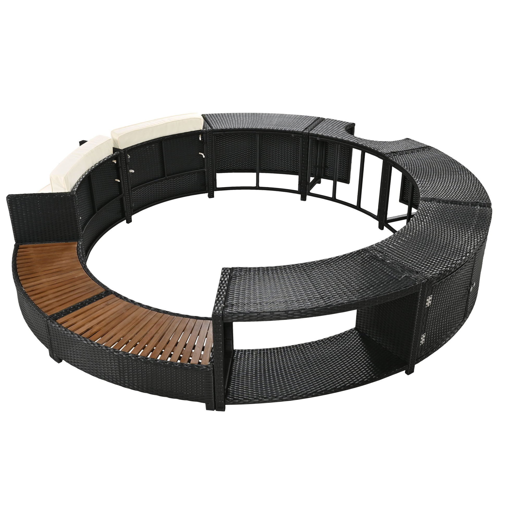 Spa Surround Spa Frame Patio Rattan Sofa Set With Storage Spaces, Mini Sofa And Comfortable Cushion For Patio, Backyard - Best Buy Furniture