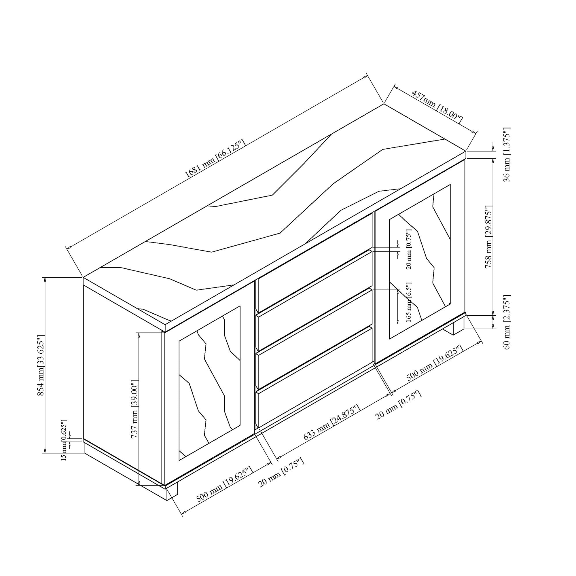 Stacey - Buffet With Storage Drawers And Marble Detailing - Black / Marble - Best Buy Furniture