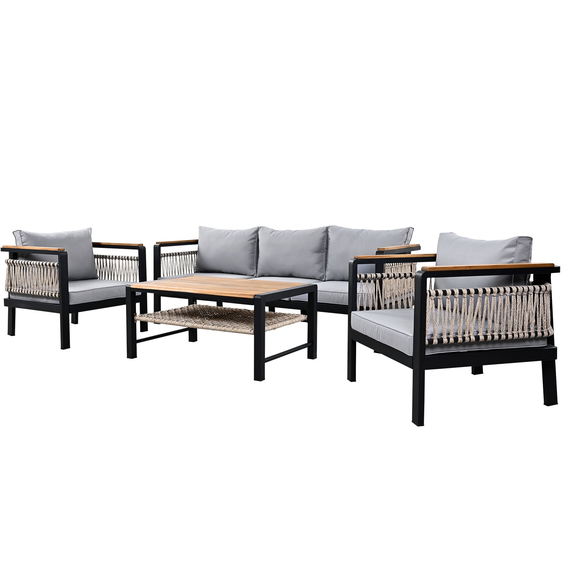 4 Pieces Outdoor Sectional Sofa Set 5 Person Patio Seating Group Outdoor Conversation Set With Cushions And A Coffee Table For Patios - Best Buy Furniture