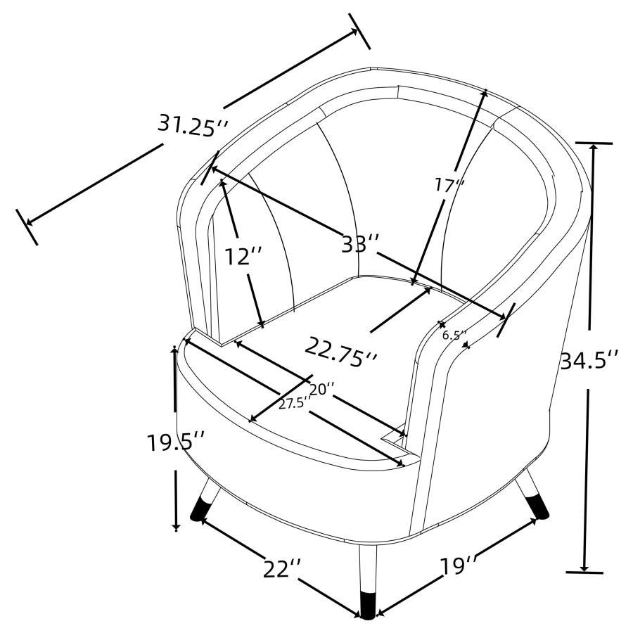 Ellorie - Upholstered Channel Back Curved Chair - Beige - Best Buy Furniture
