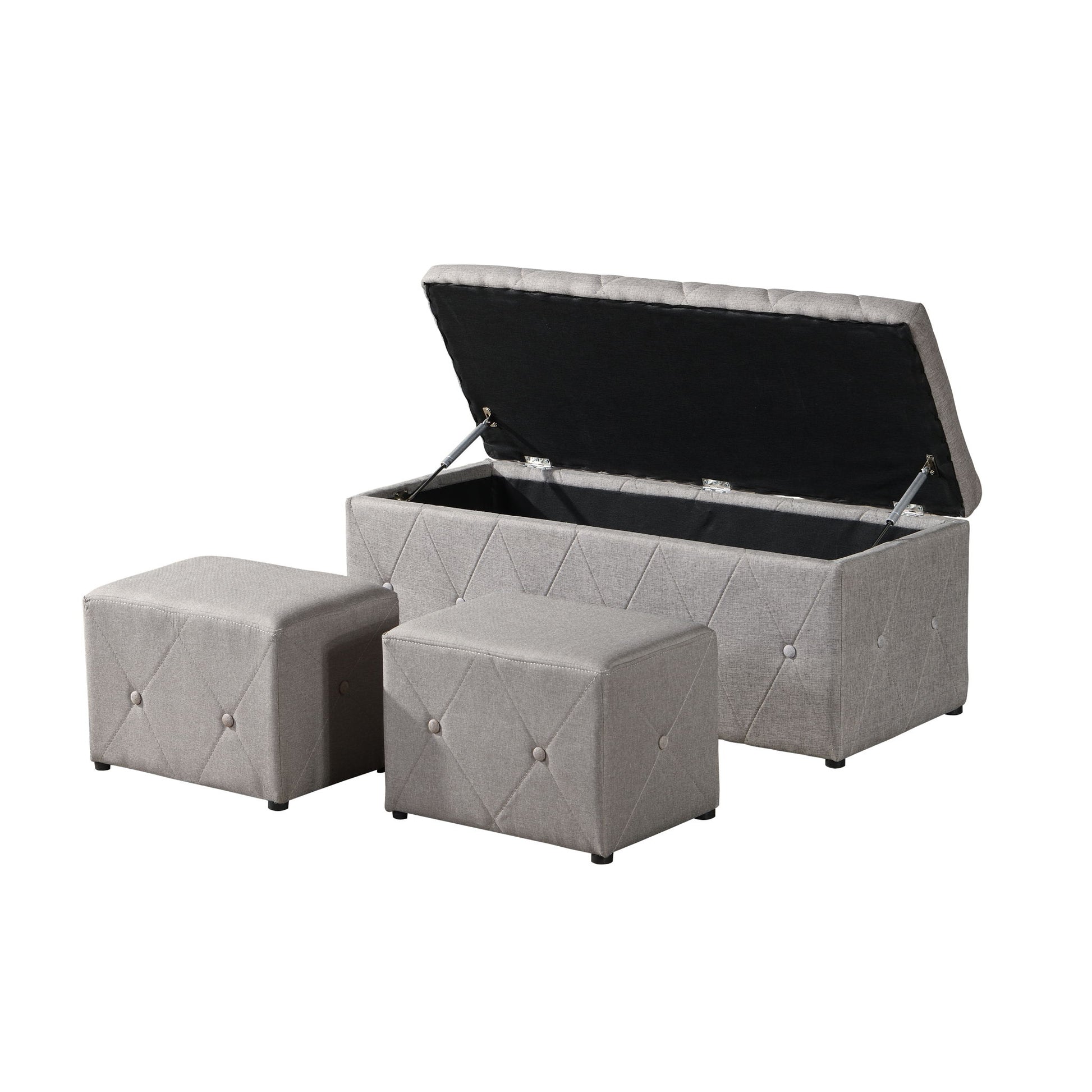 3 Piece Rectangular Storage Ottoman Short Velvet With 2 Set Ottomans - Best Buy Furniture