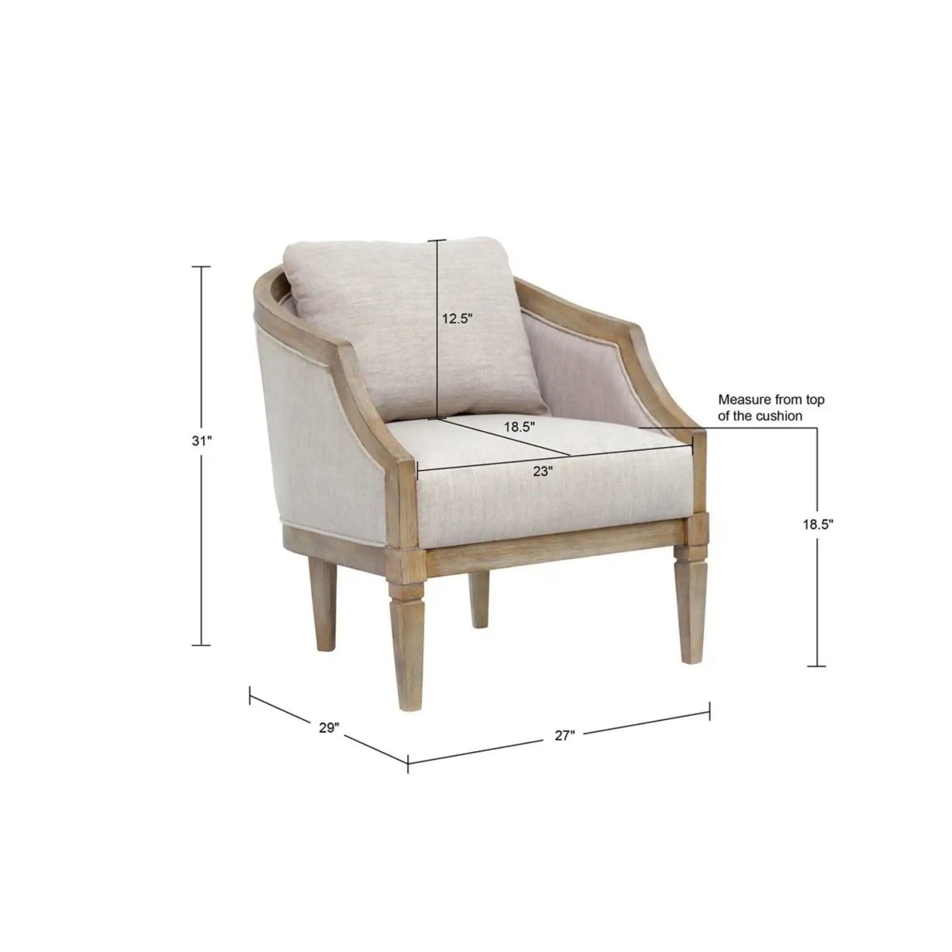 Classic Chair With Solid Wood Frame And Jacquard Upholstery - Beige - Best Buy Furniture
