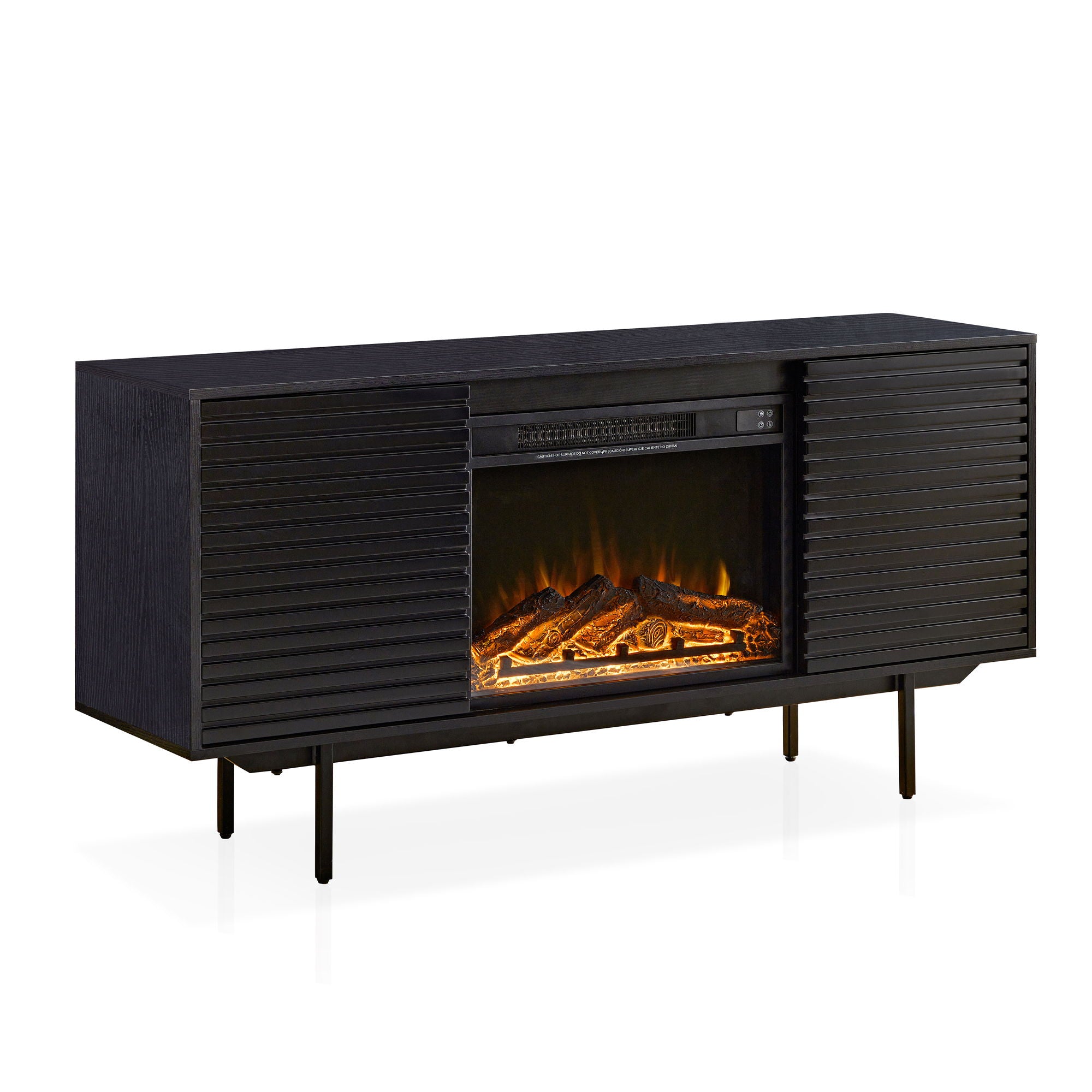 Oak Board Cabinet, The Middle Layer Board On Both Sides Of The Cabinet Can Be Adjusted, The Furnace Is Embedded In The Middle Grid With The Remote Control - Best Buy Furniture