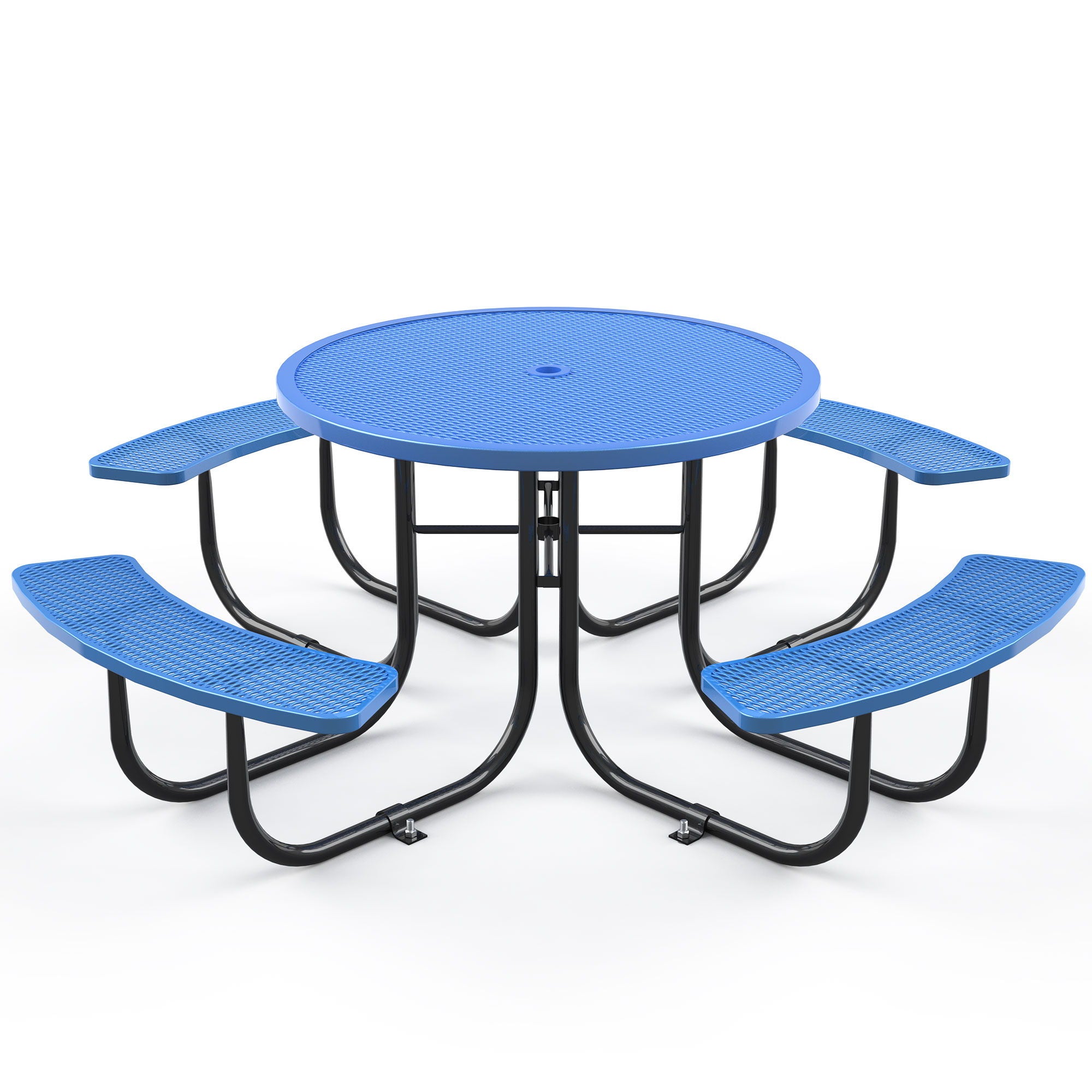 Round Outdoor Steel Picnic Table 46" With Umbrella Pole - Best Buy Furniture