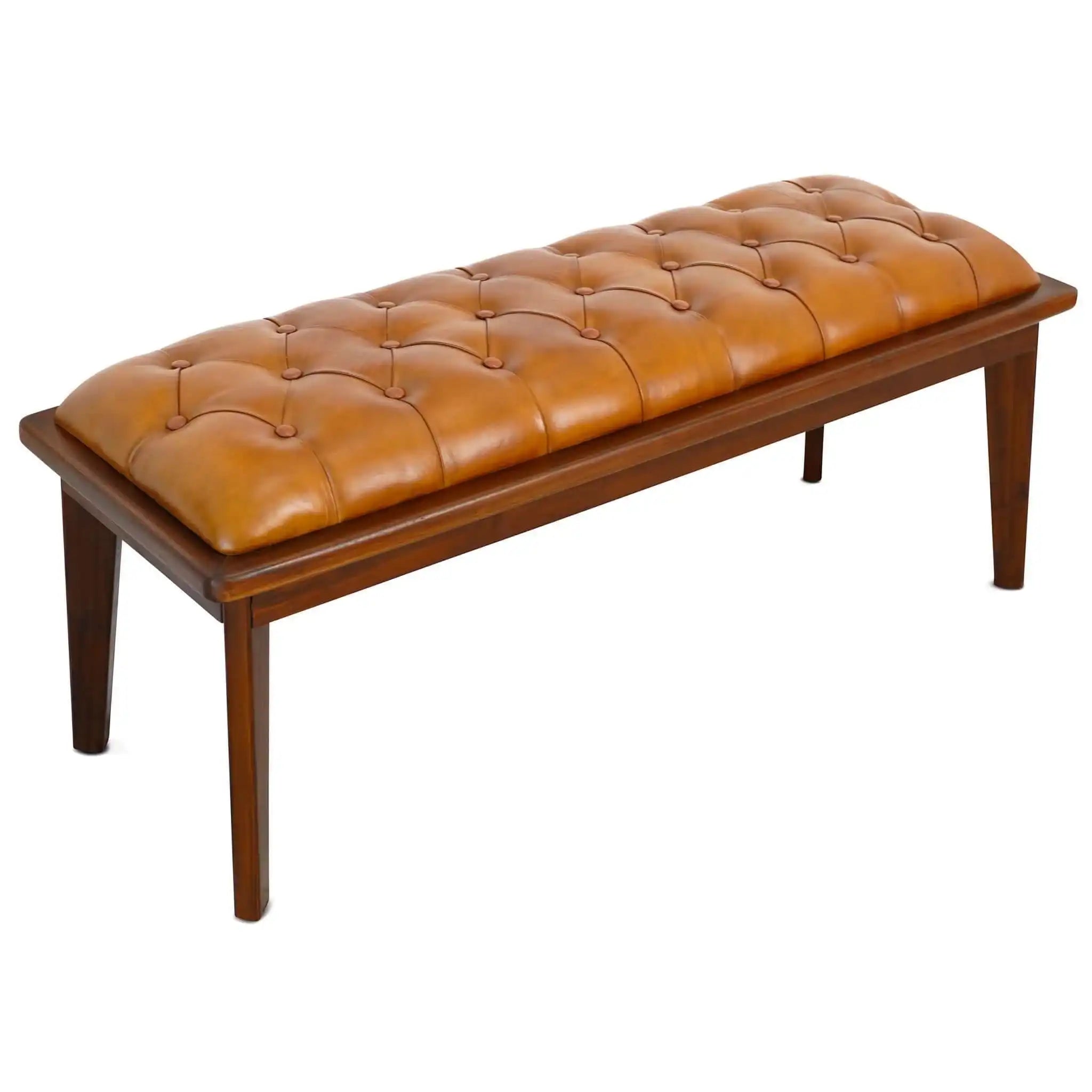 Arden - Bench With Buttons - Brown / Rustic / Tan - Best Buy Furniture