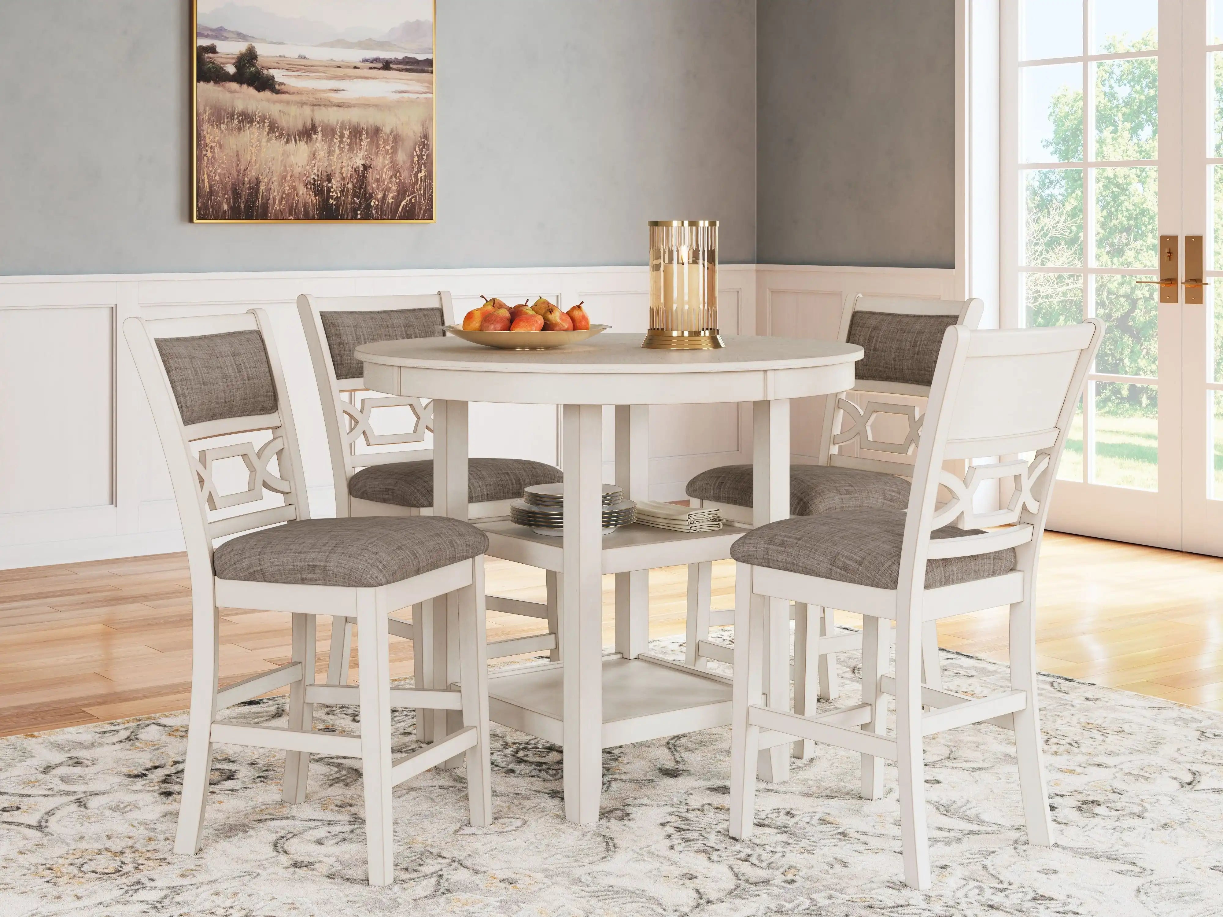 Erinberg - Dining Room Counter Table Set (Set of 5) - Antique White - Best Buy Furniture
