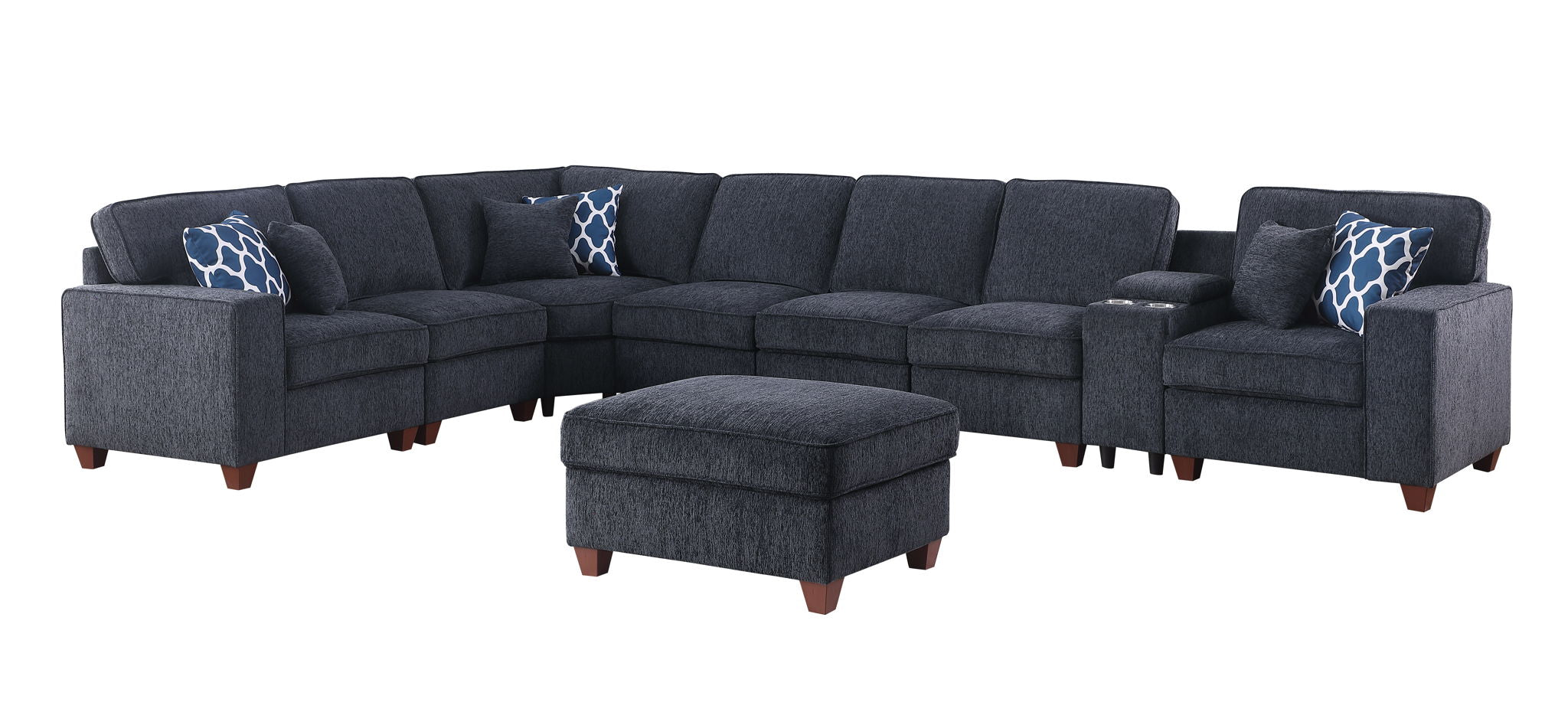 Lily - Sectional Sofa With Ottoman - Black - Best Buy Furniture