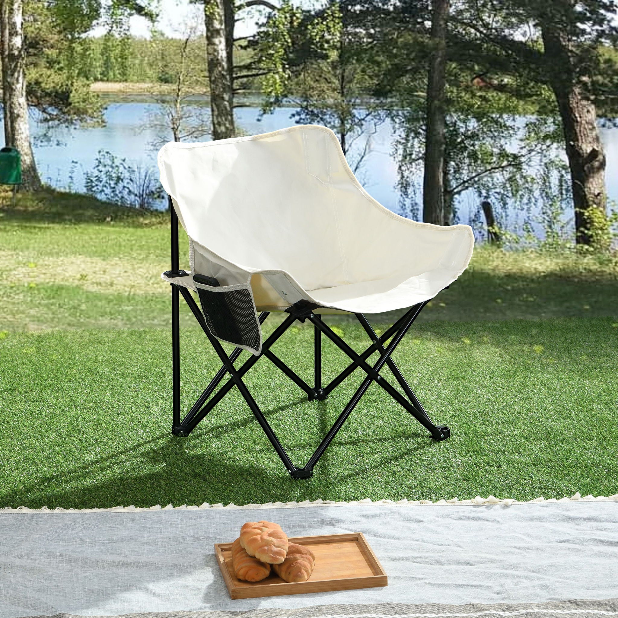 2 Pieces Outdoor Camping Chairs Folding / Portable, Comfortable Seating, Durable Steel Fram - Best Buy Furniture
