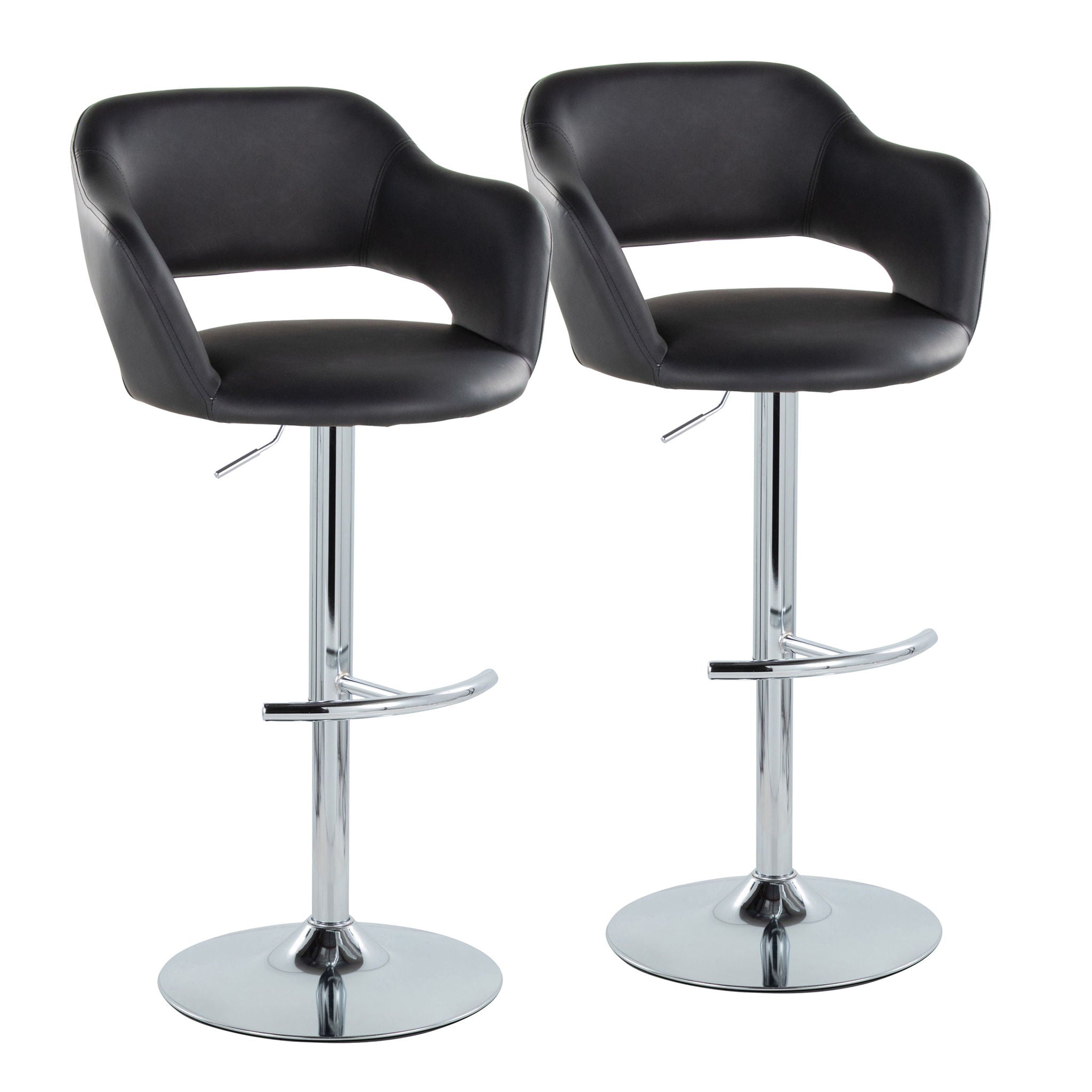 Margarite - Contemporary Ajustable Barstool With Swivel With Rounded T Footrest (Set of 2) - Best Buy Furniture