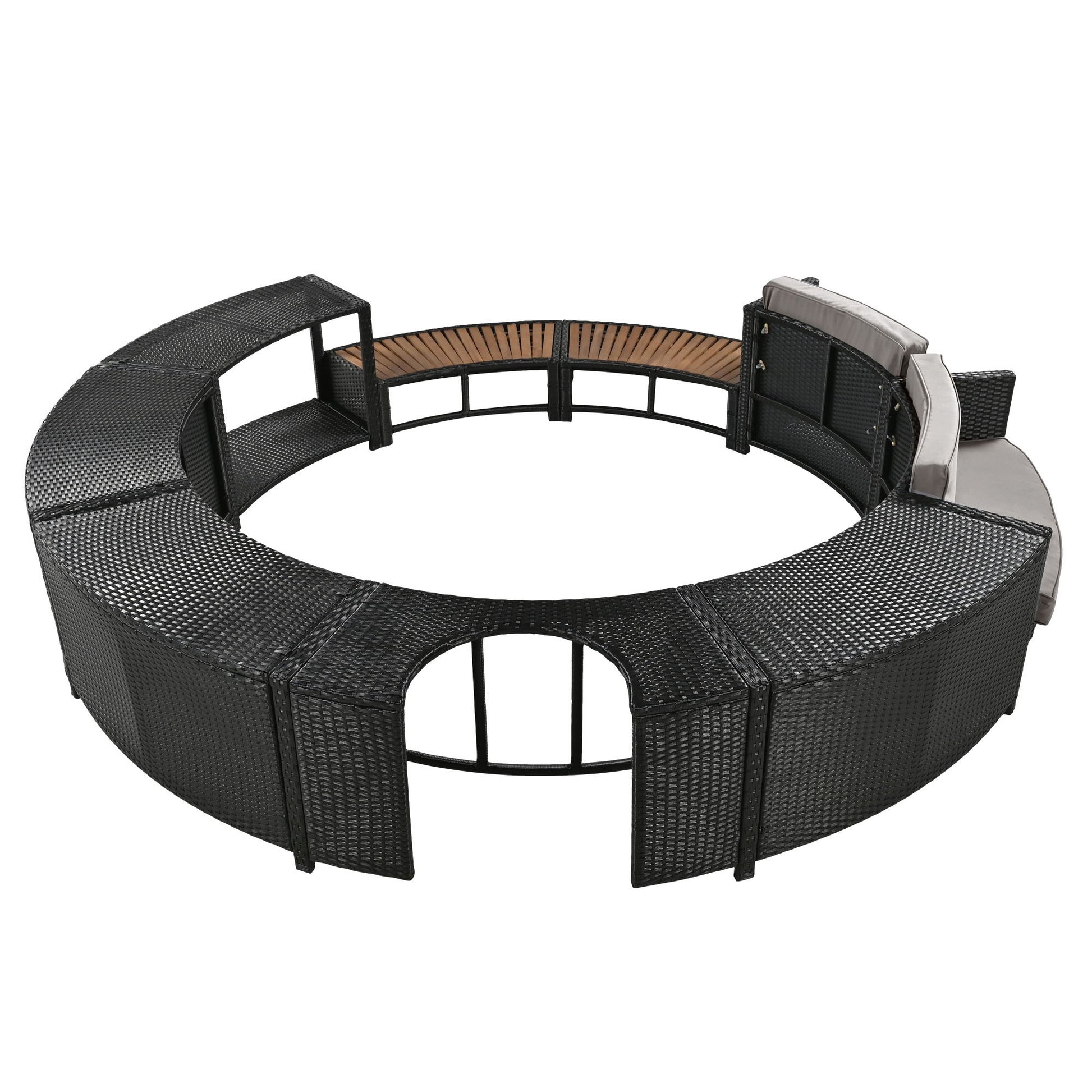 Spa Surround Spa Frame Patio Rattan Sofa Set With Storage Spaces, Mini Sofa And Comfortable Cushion For Patio, Backyard - Best Buy Furniture