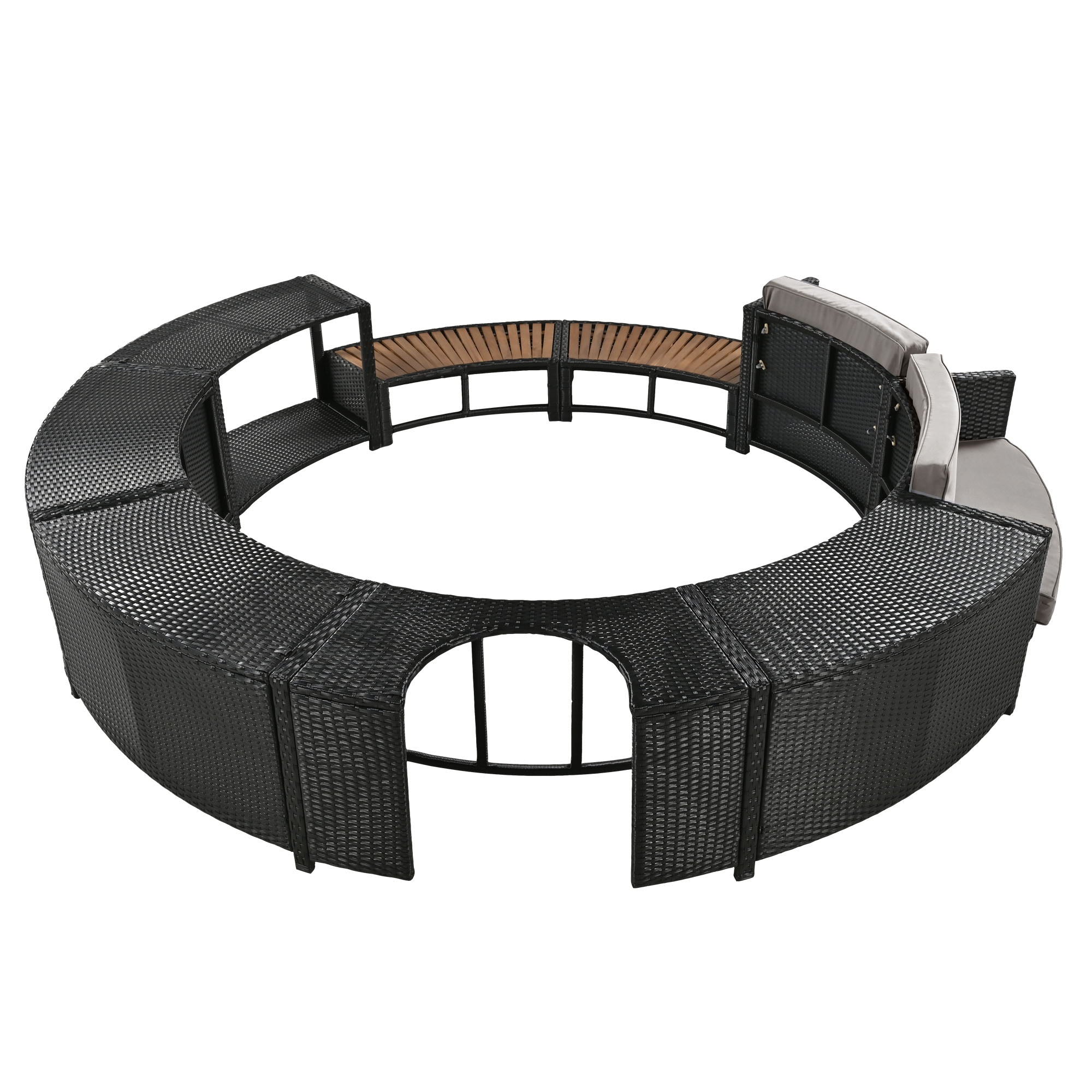 Spa Surround Spa Frame Patio Rattan Sofa Set With Storage Spaces, Mini Sofa And Comfortable Cushion For Patio, Backyard - Best Buy Furniture