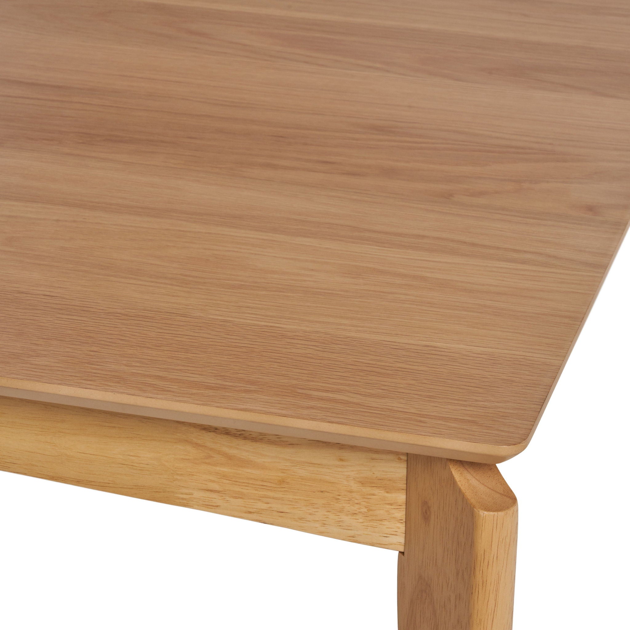 Mid Century Dining Table, Rubberwood With Walnut Veneer - Natural Oak - Best Buy Furniture