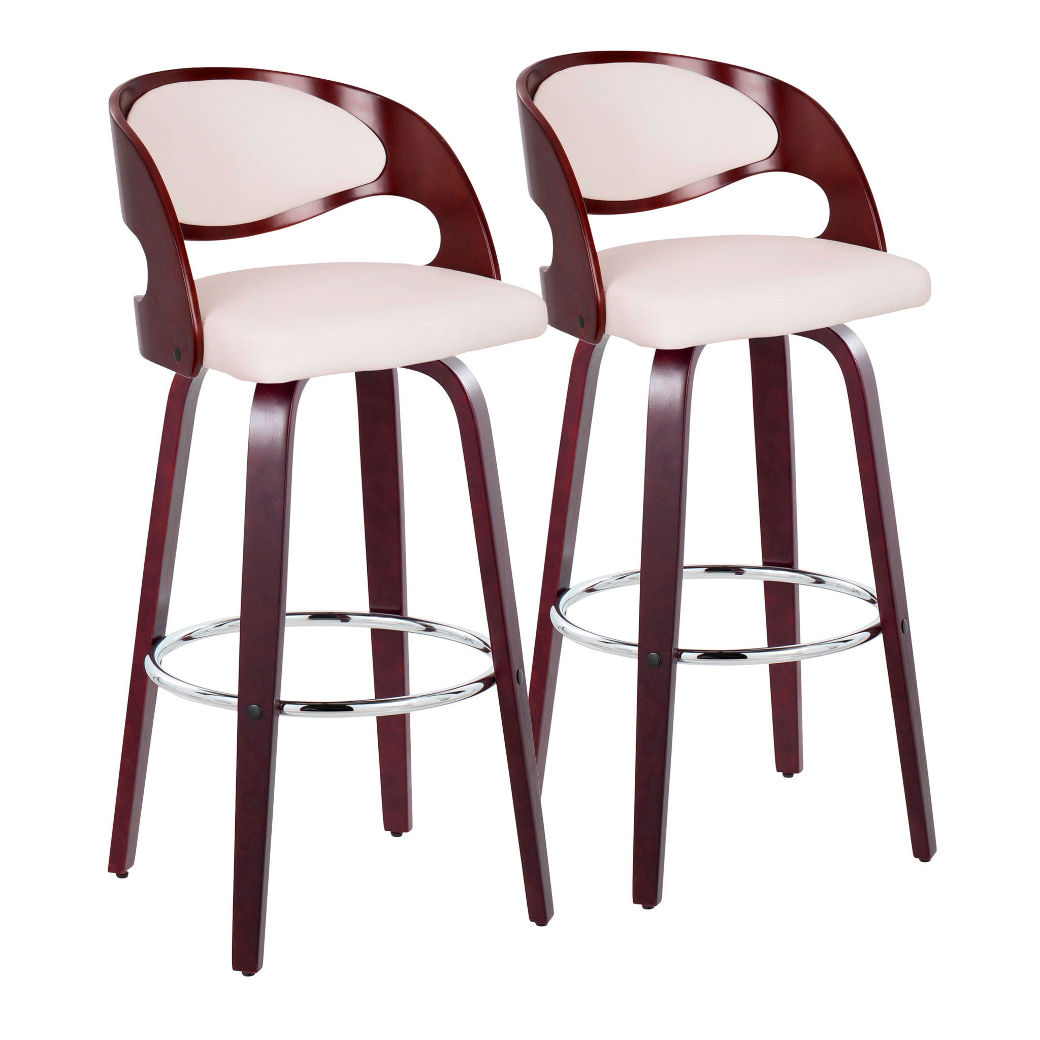 Pino - Mid Century Modern Fixed Height Barstool With Swivel & Round Footrest (Set of 2) - Best Buy Furniture