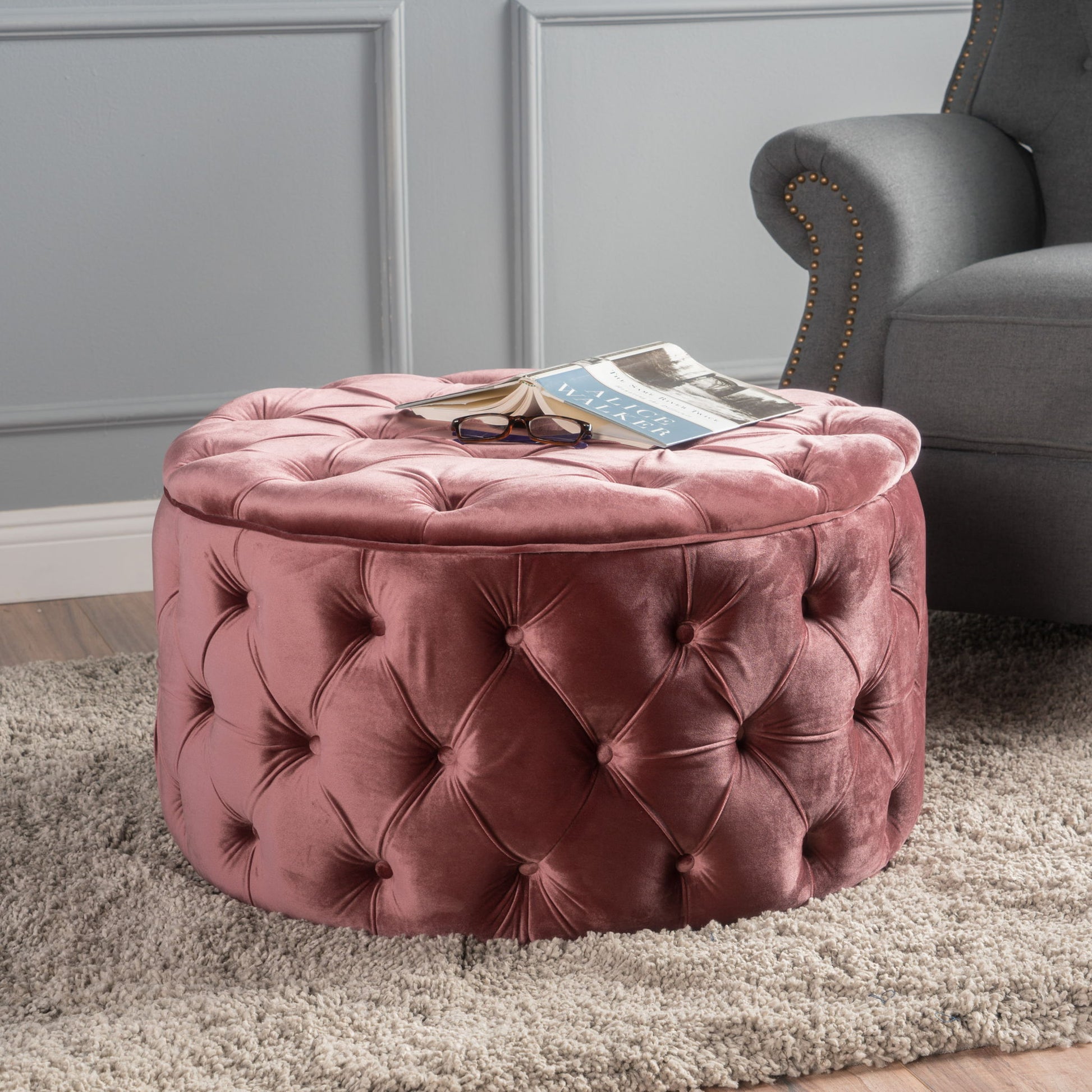 Modern Glam Ottoman Velvet - Best Buy Furniture