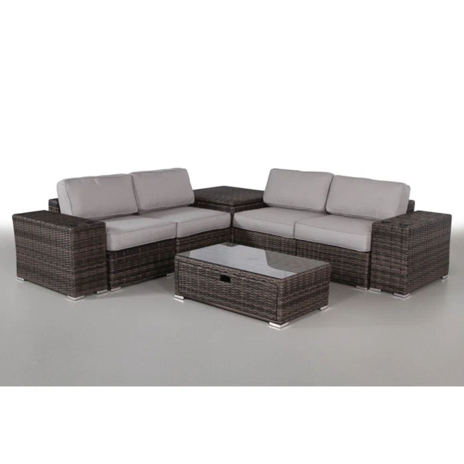 Modern Patio Rattan Sectional Set With Cushions - Best Buy Furniture