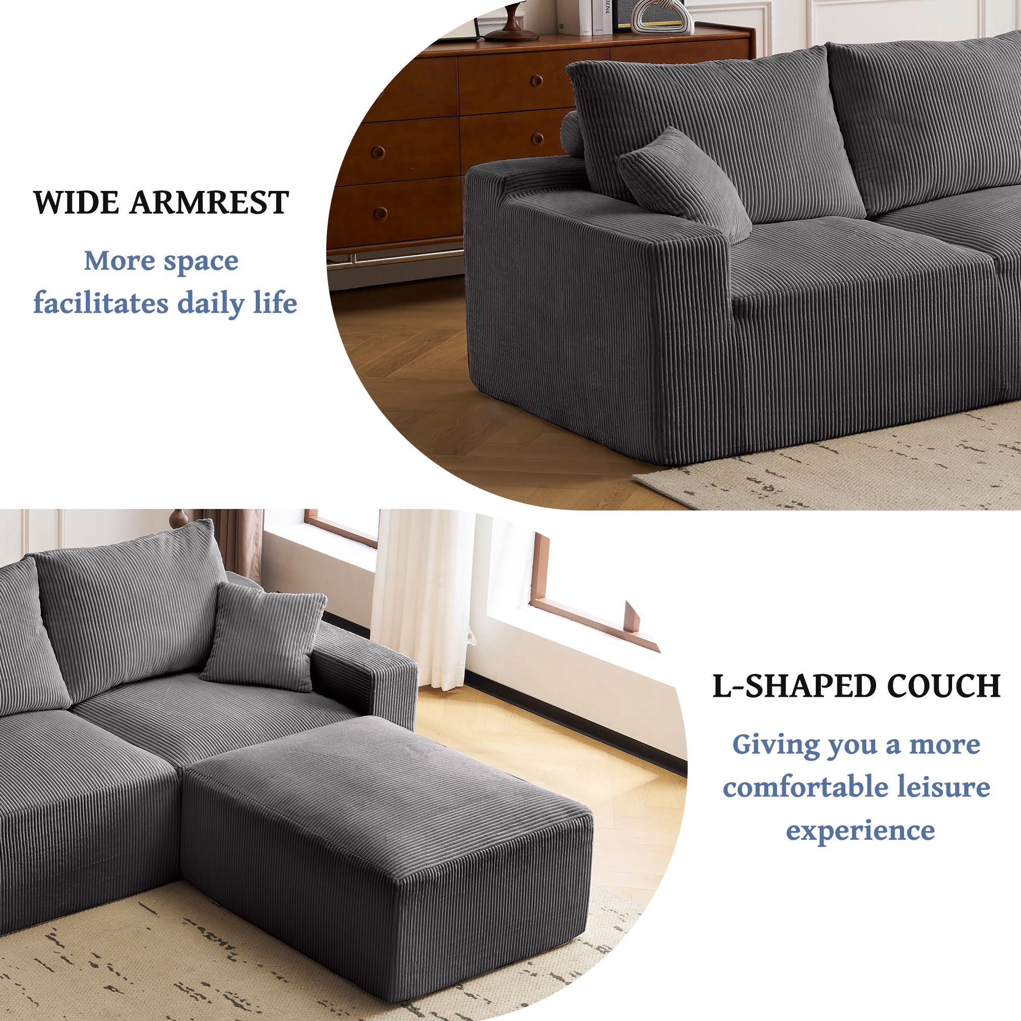 L Shaped Sectional Sofa, Full Compression 3 Seater Cloud Couch With Chaise - Best Buy Furniture
