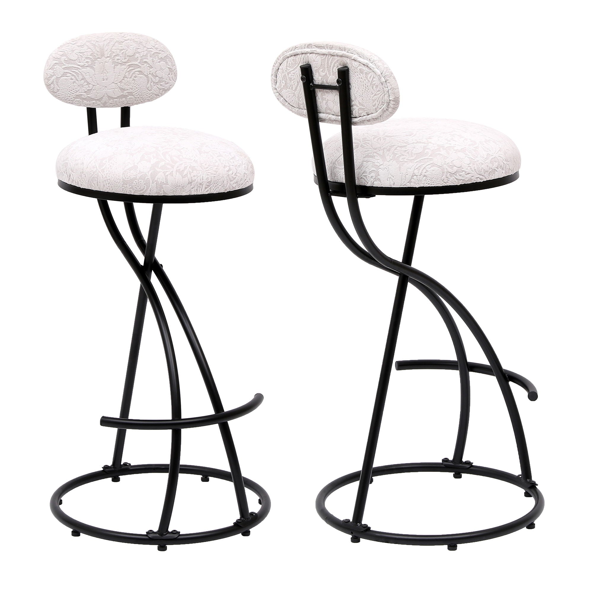 Round Print Bar Stools Upholstered Chairs For Kitchen (Set of 2) - Best Buy Furniture