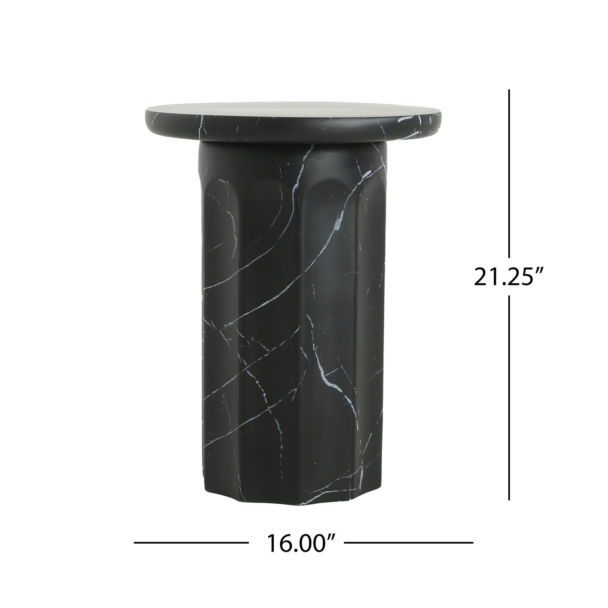 Outdoor Lightweight Concrete BMarble Effect Side Table, Living Room End Table - Black / Marble - Best Buy Furniture