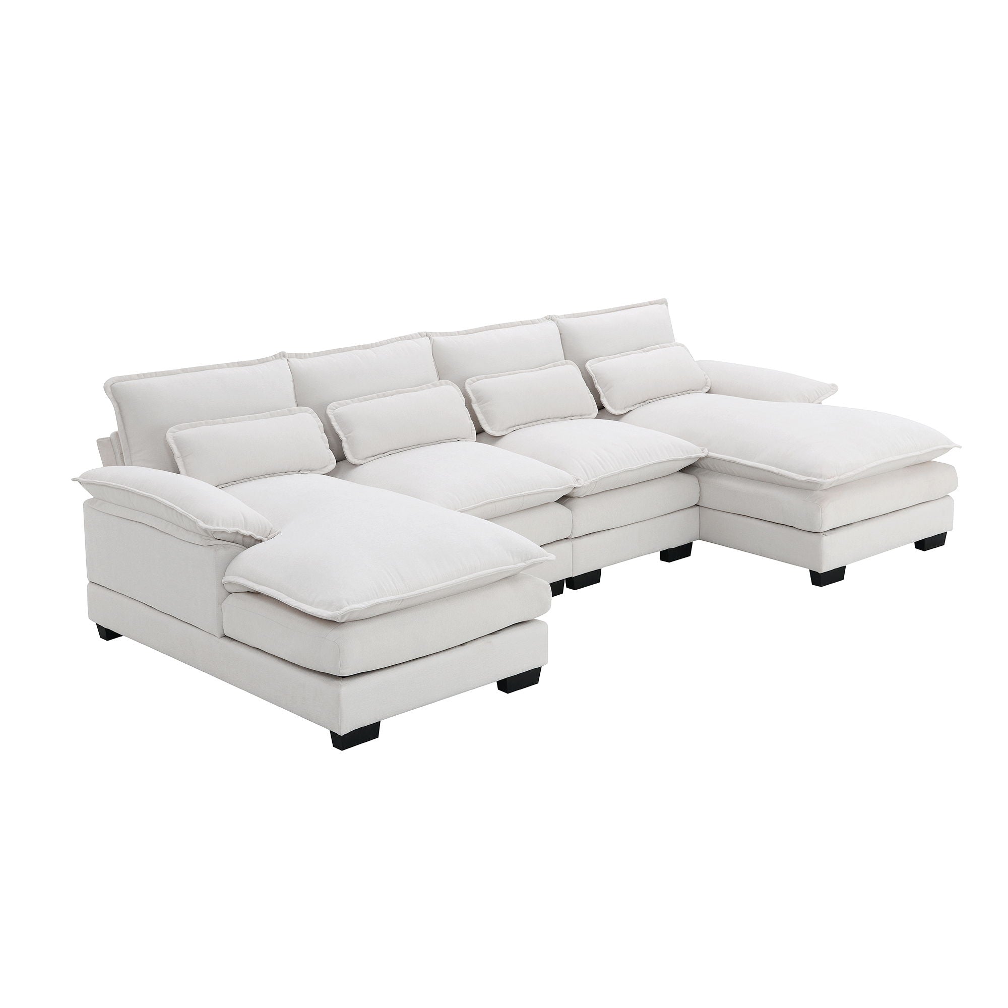 Modern U-Shaped Sectional Sofa With Waist Pillows, 6 Seat Upholstered Symmetrical Sofa Furniture, Sleeper Sofa Couch With Chaise Lounge For Living Room - Best Buy Furniture